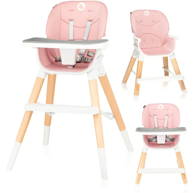 lionelo-mona-chaise-haute-volutive-pink-4-en-1 image 1