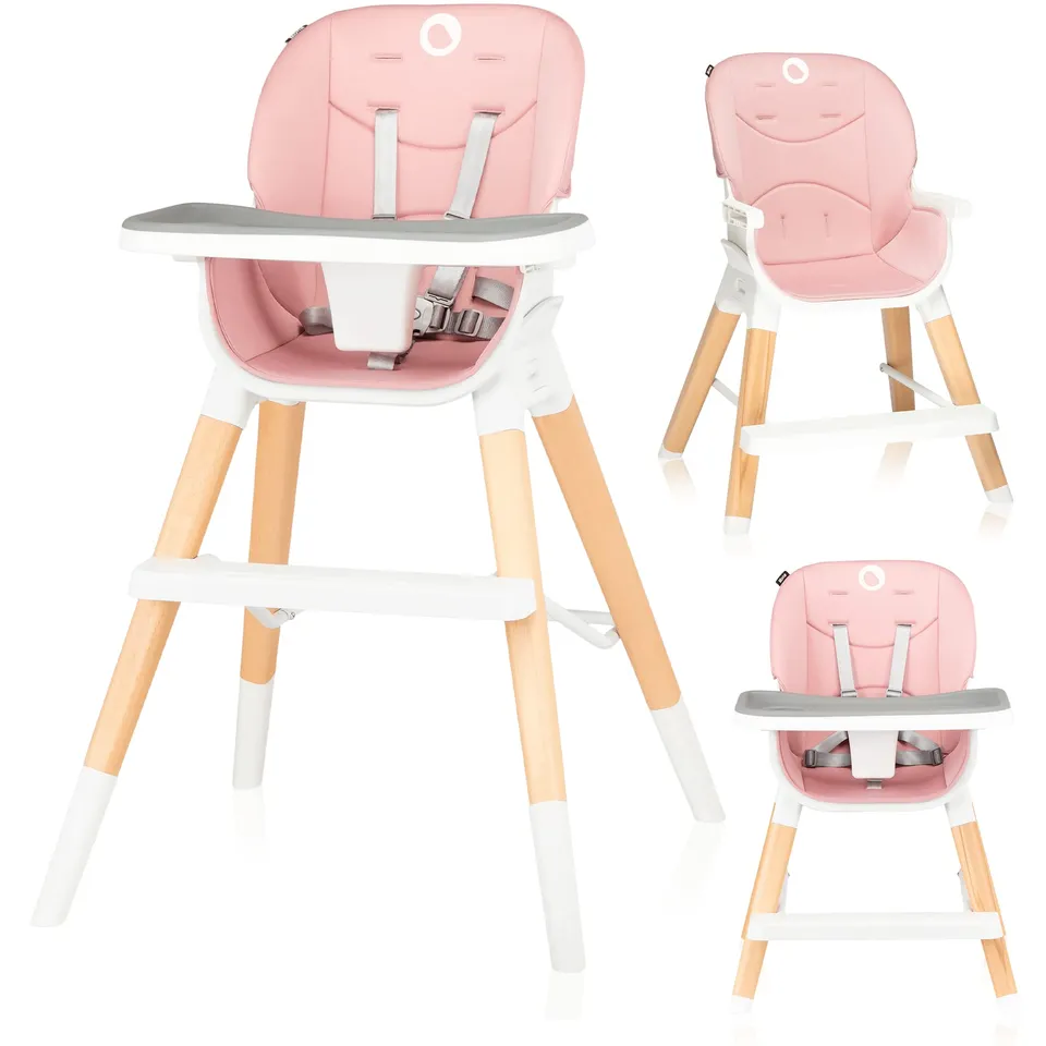 lionelo-mona-chaise-haute-volutive-pink-4-en-1 image 1