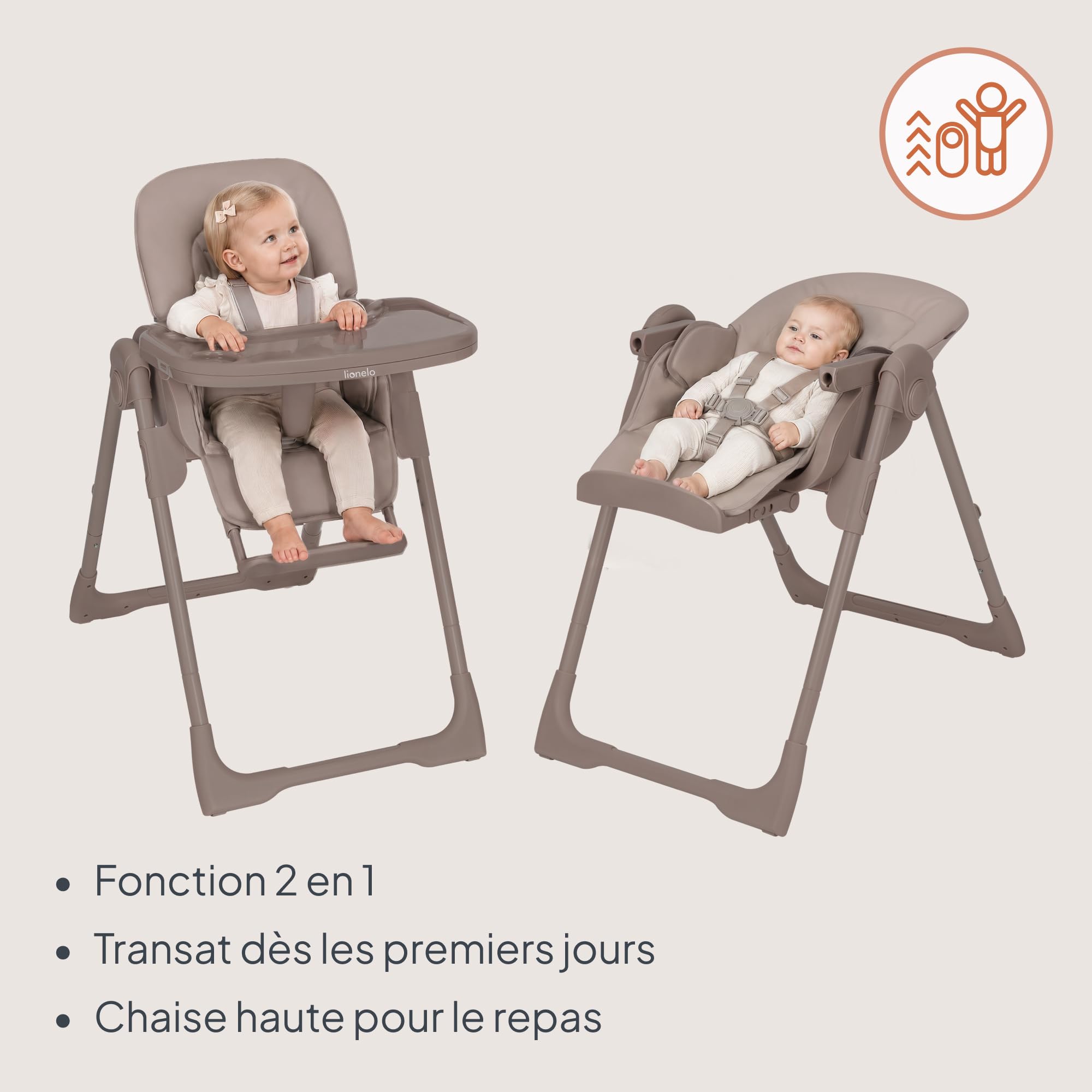 lionelo-linn-plus-chaise-haute-volutive-2-en-1-avec-transat-2 image 2