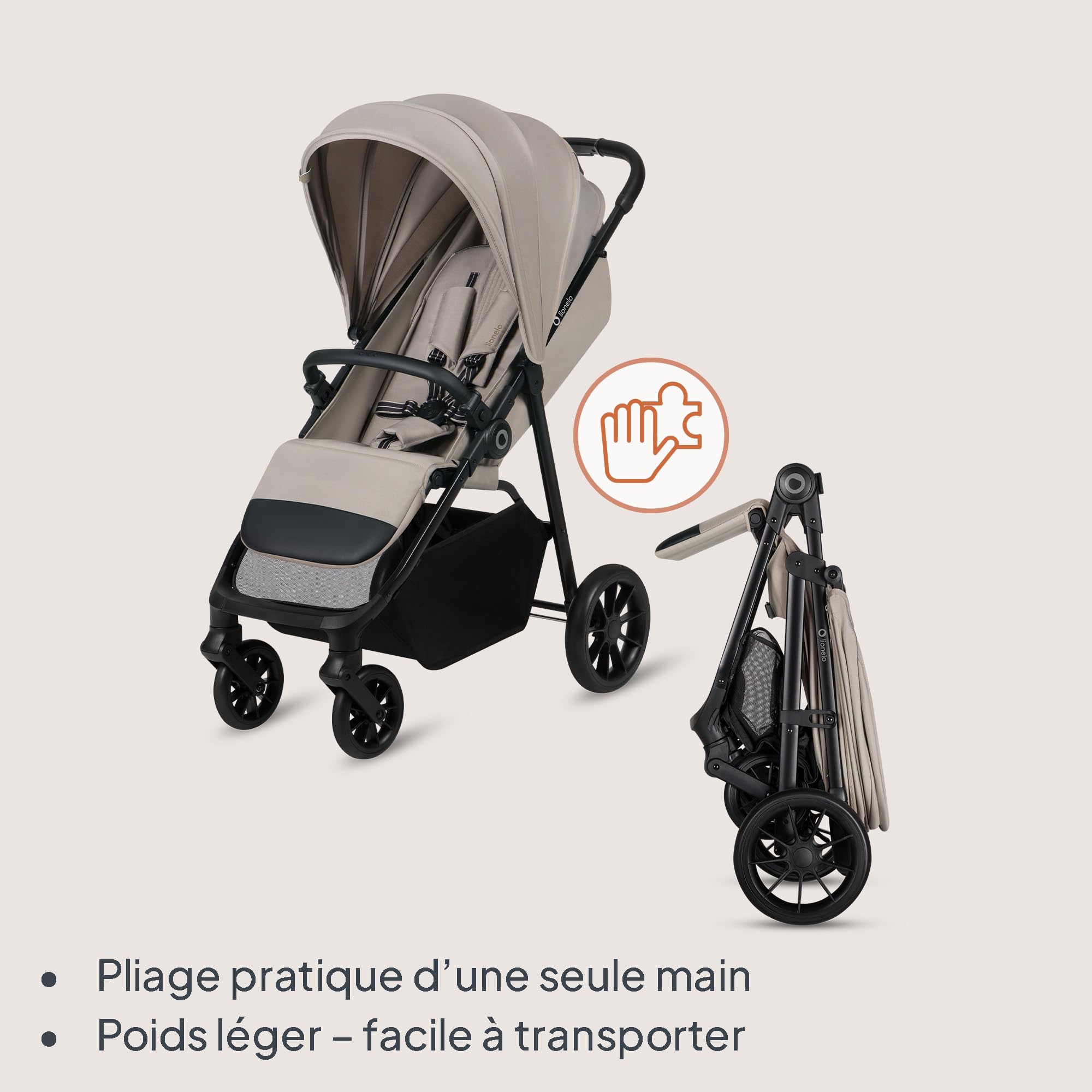 lionelo-emerald-poussette-canne-beige-22-kg-upf50 image 3