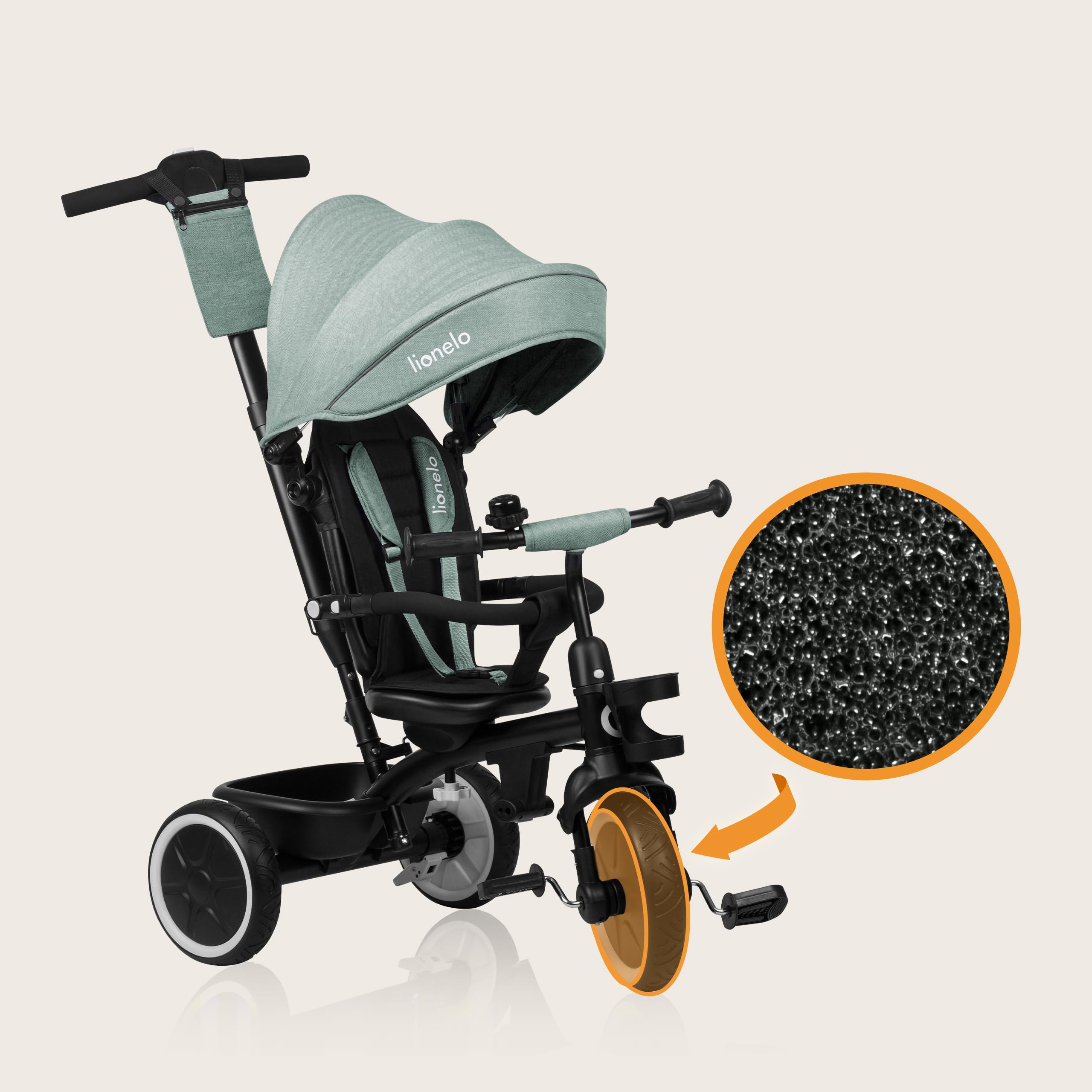 lionelo-berry-tricycle-volutif-2-en-1-vert-poussette-9-mois-5-ans image 2