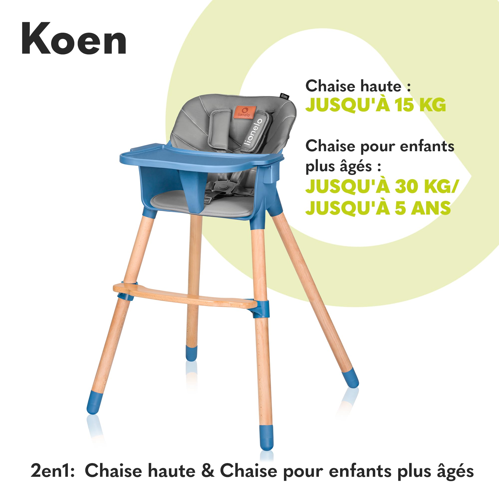 lionelo-koen-chaise-haute-b-b-bleu-2-en-1-bois-15-kg image 2