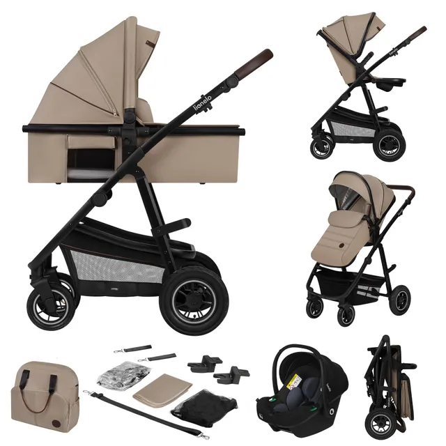 lionelo-amber-poussette-3-en-1-beige-avec-nacelle image 1