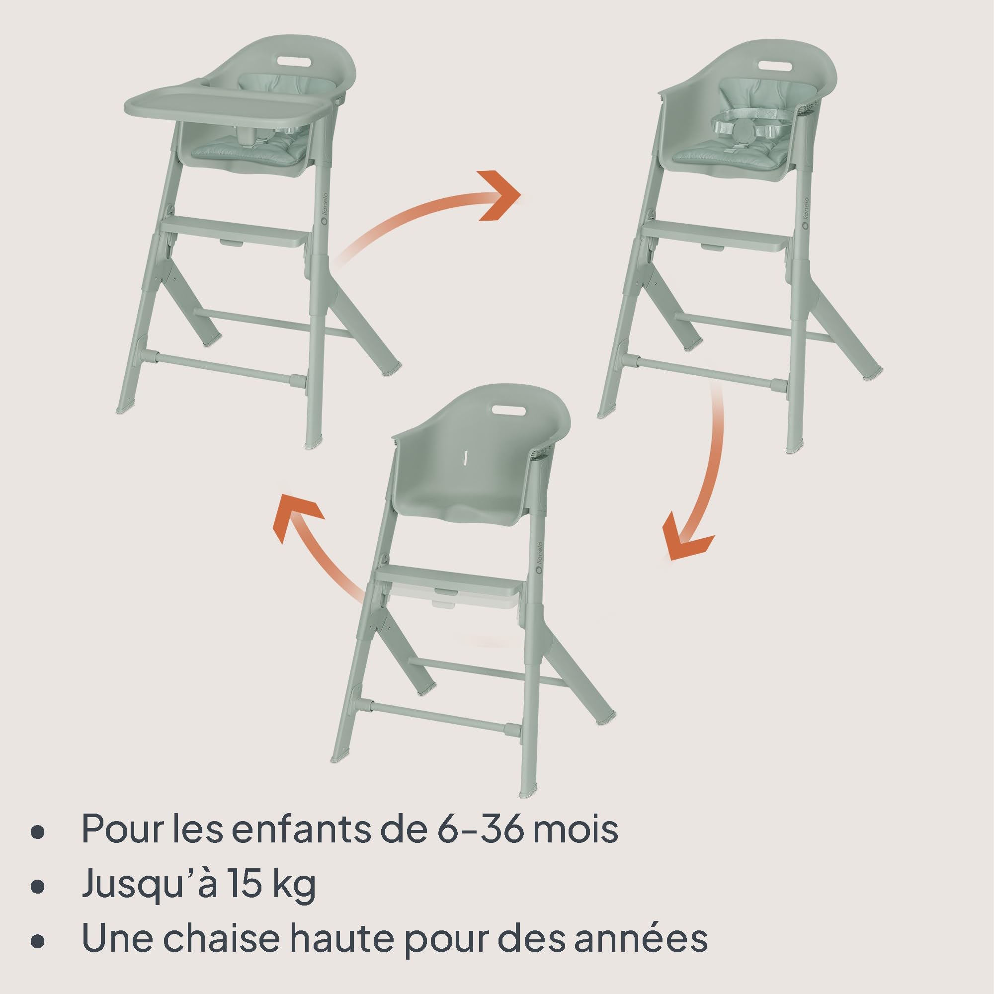 lionelo-beny-chaise-haute-green-6-36-mois-15-kg image 2