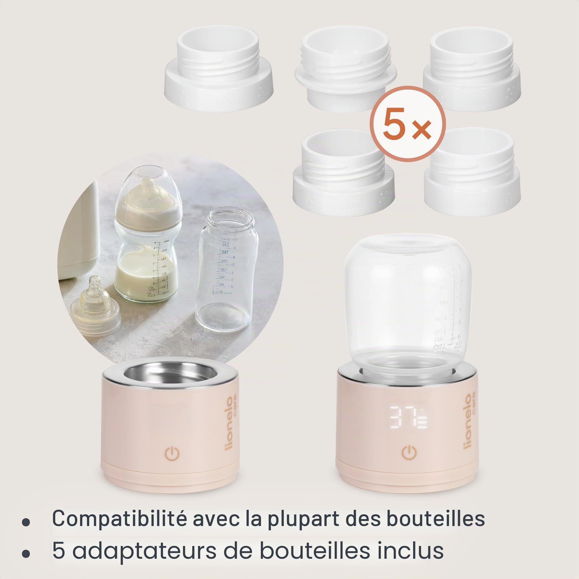 lionelo-thermup-swift-chauffe-biberon-portable-sans-fil-5-adaptateurs image 4