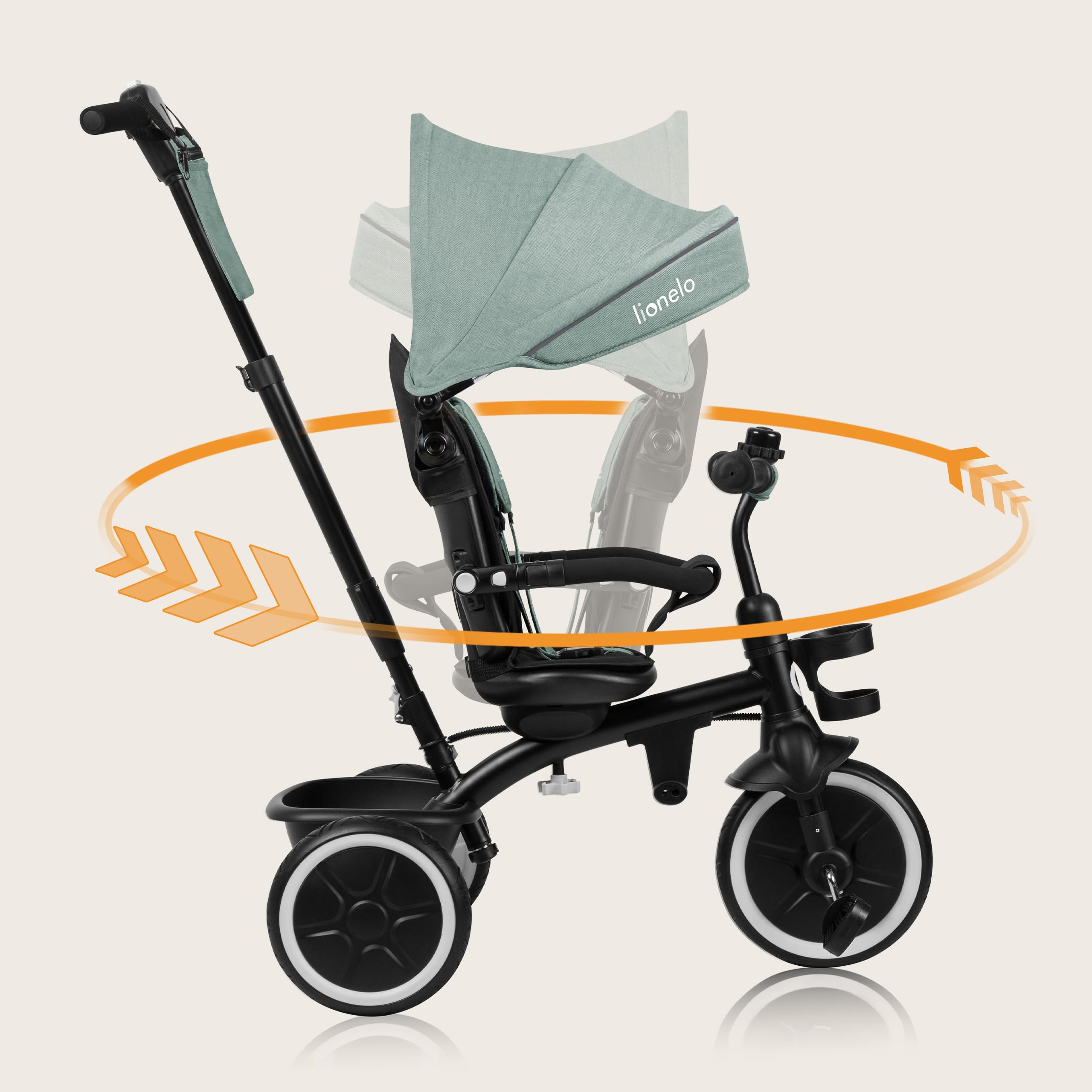 lionelo-berry-tricycle-volutif-2-en-1-vert-poussette-9-mois-5-ans image 3