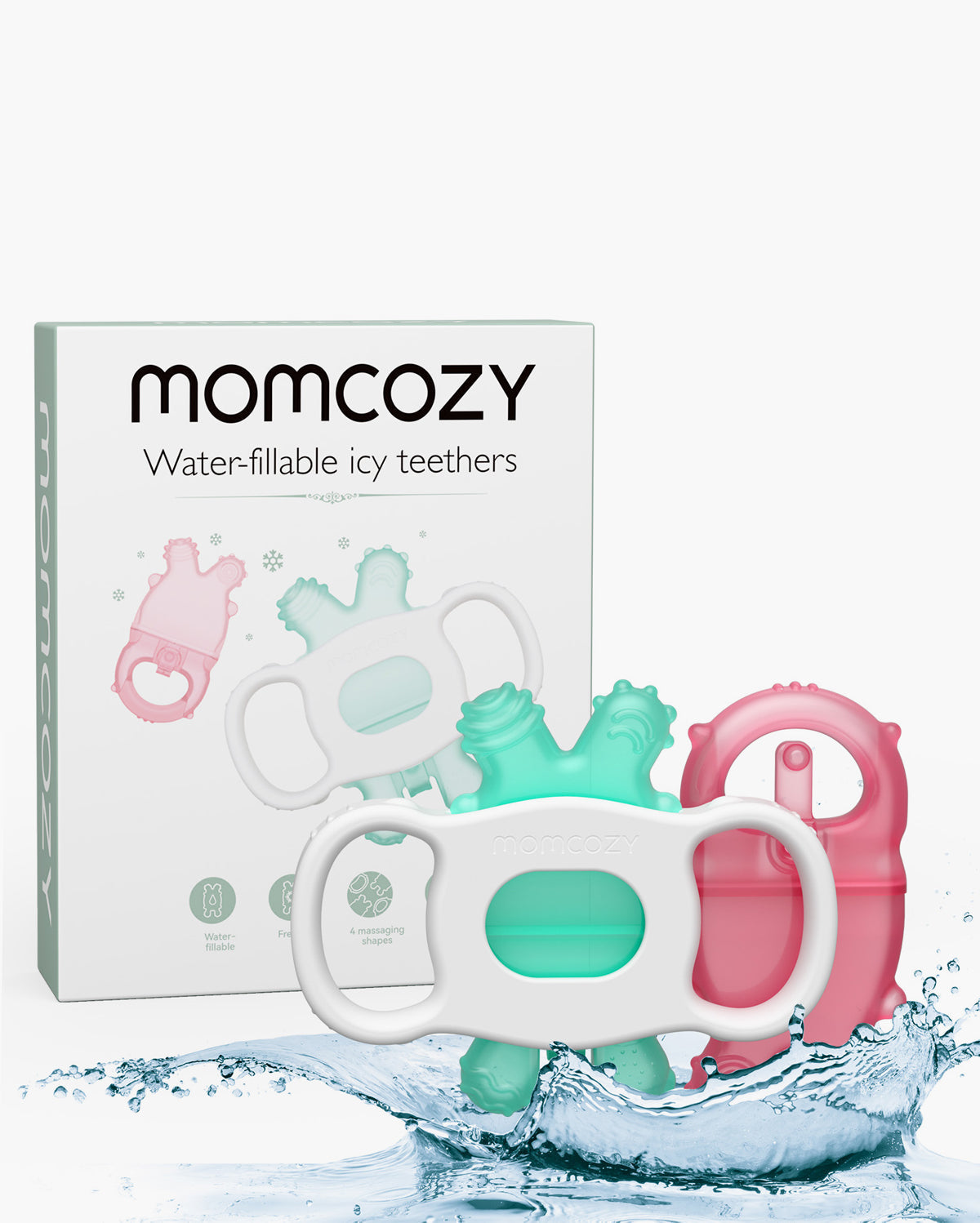 momcozy-m-series-anneau-dentition-eau-vert-et-rose-lot-2 image 1