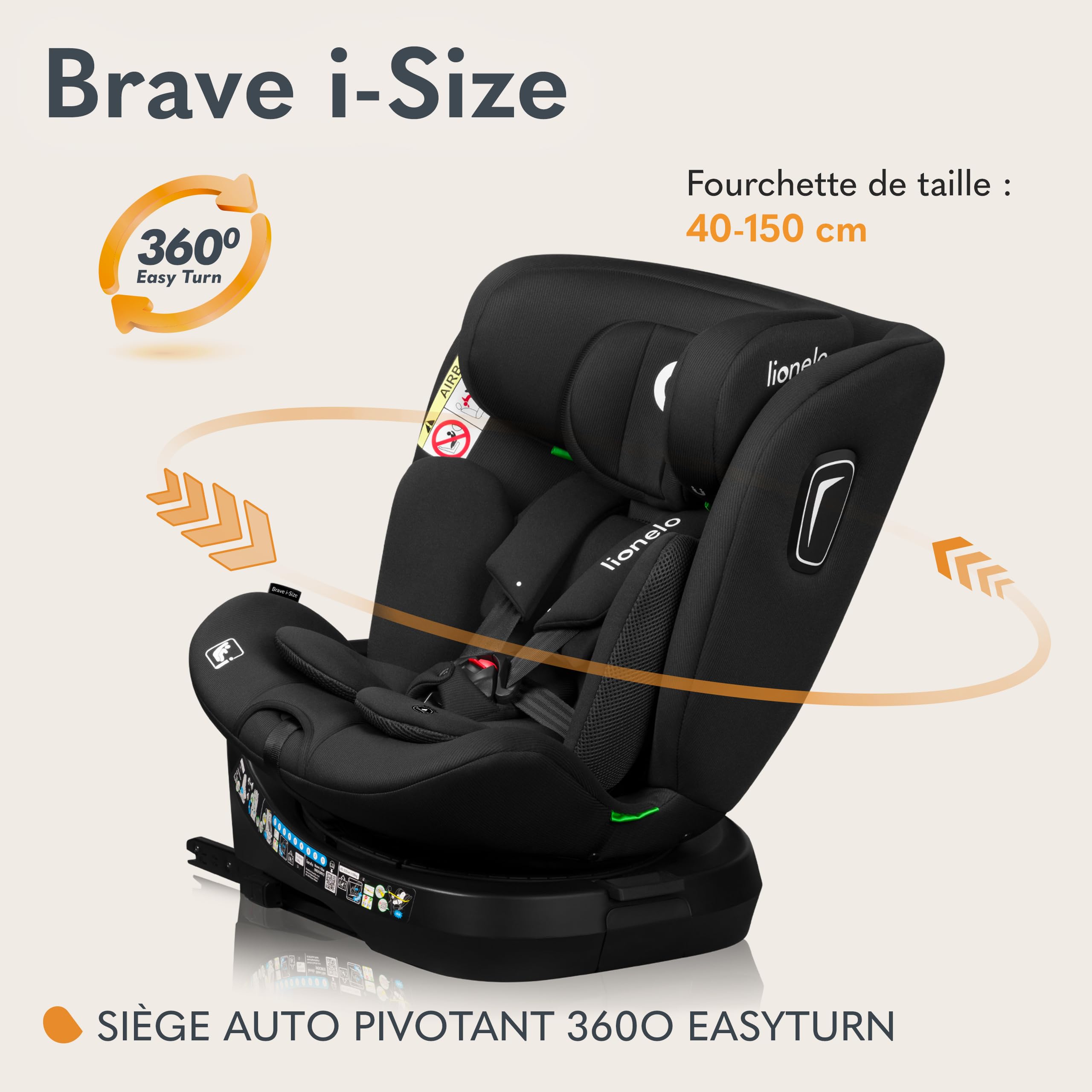 lionelo-brave-i-size-si-ge-auto-pivotant-360-noir-40-150-cm image 2