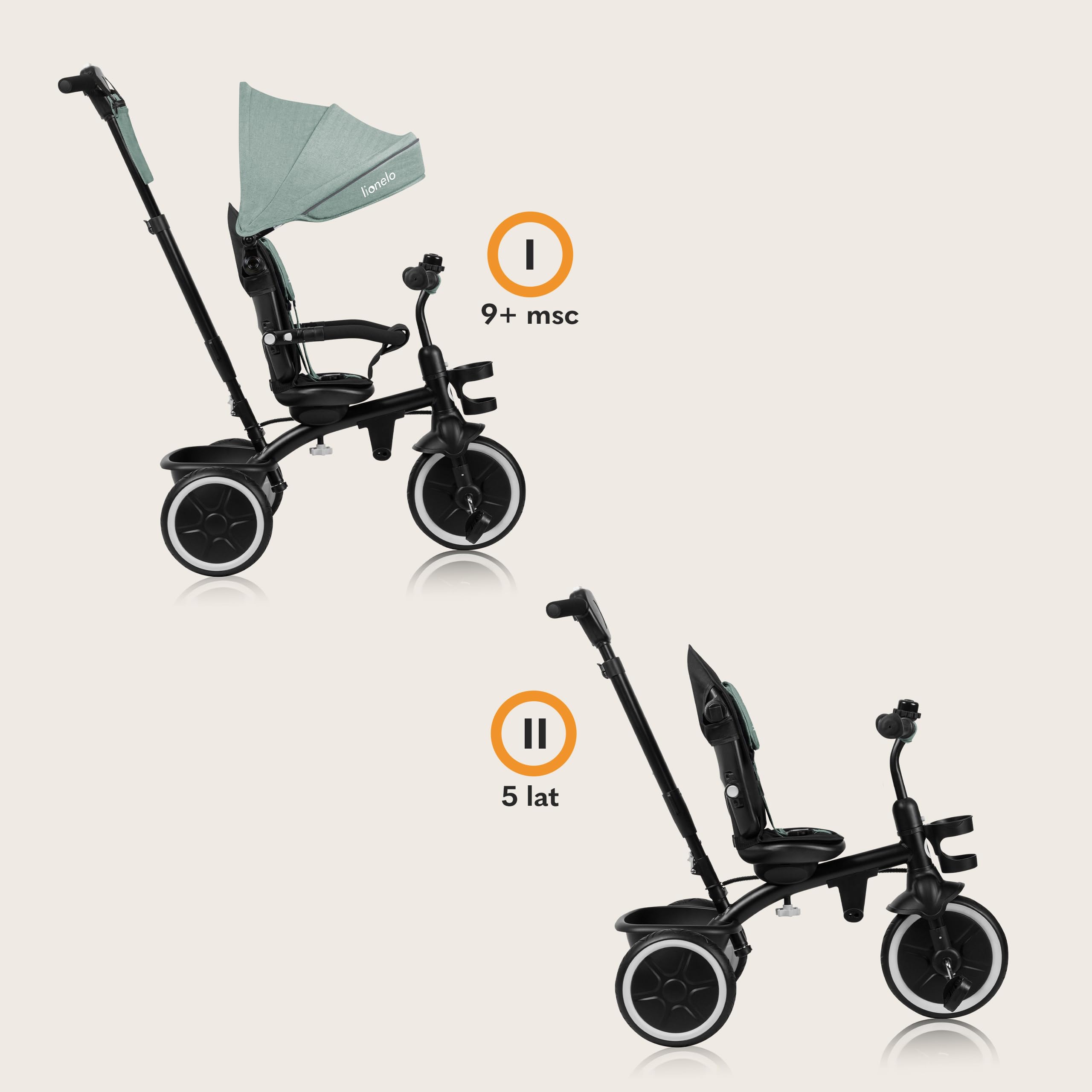 lionelo-berry-tricycle-volutif-2-en-1-vert-poussette-9-mois-5-ans image 4