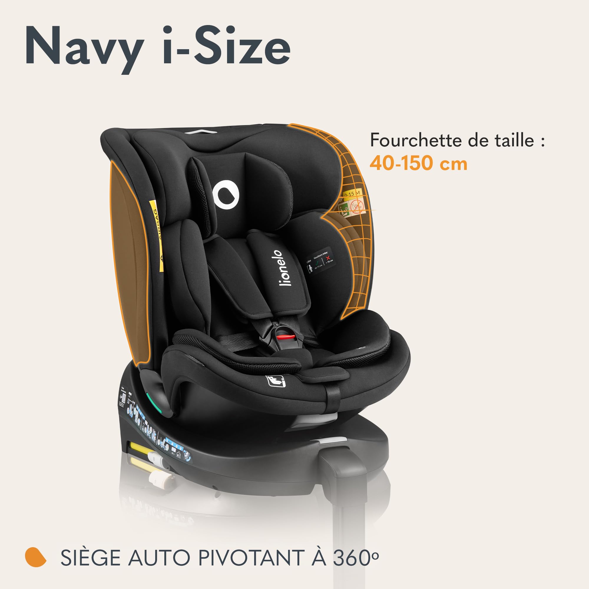 lionelo-navy-i-size-si-ge-auto-pivotant-onyx-360 image 2