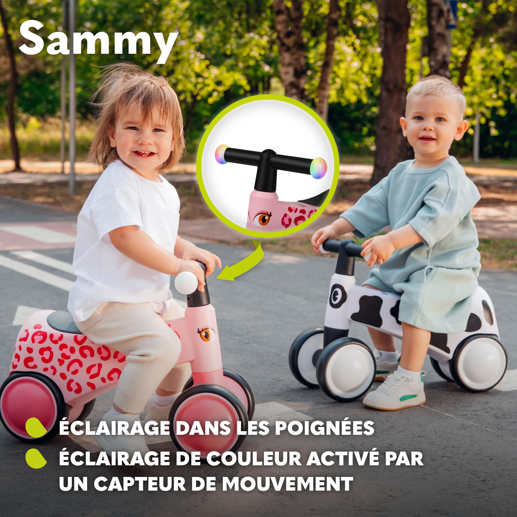 lionelo-sammy-draisienne-b-b-4-roues-rose-led image 5