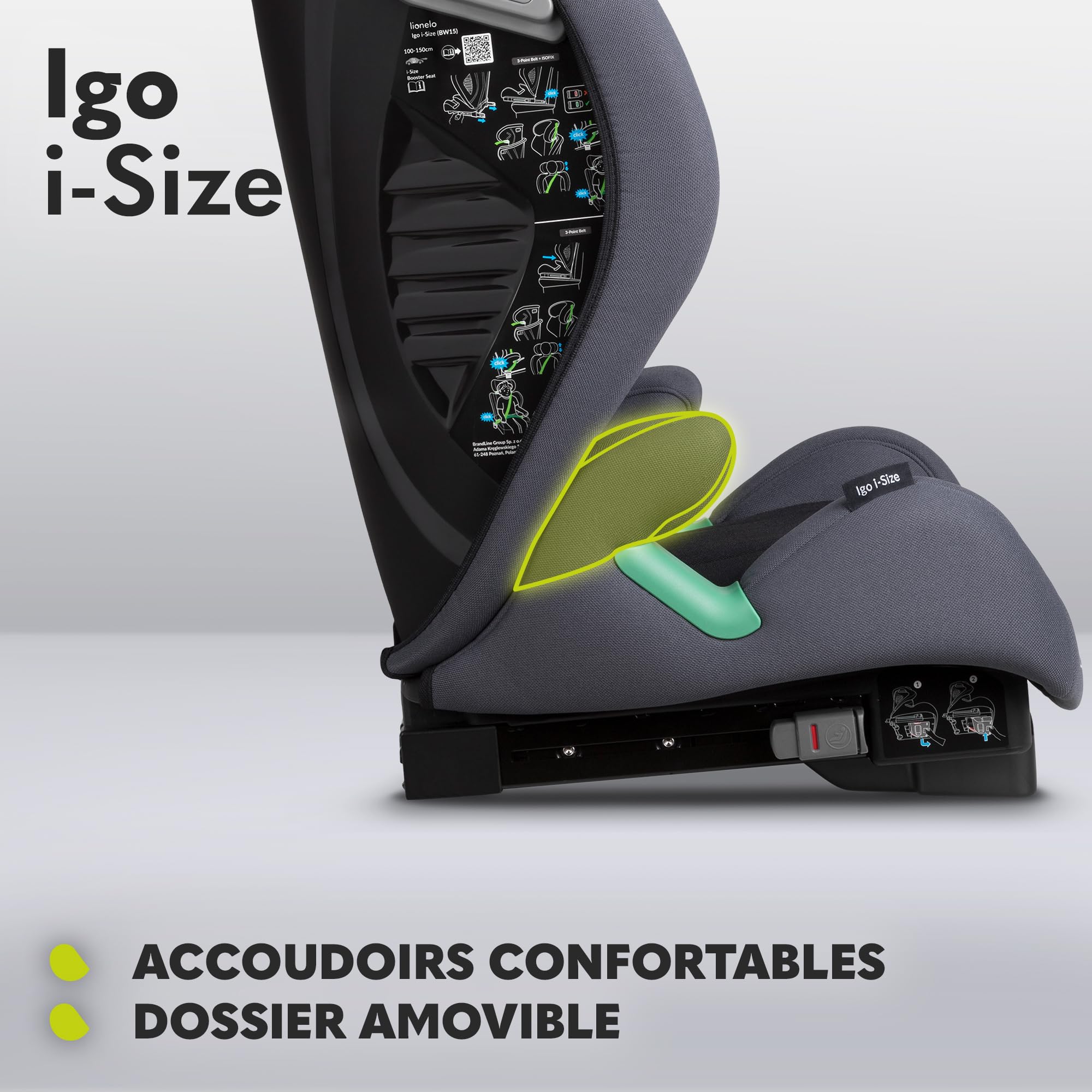 lionelo-igo-i-size-si-ge-auto-gris-100-150-cm-isofix image 7