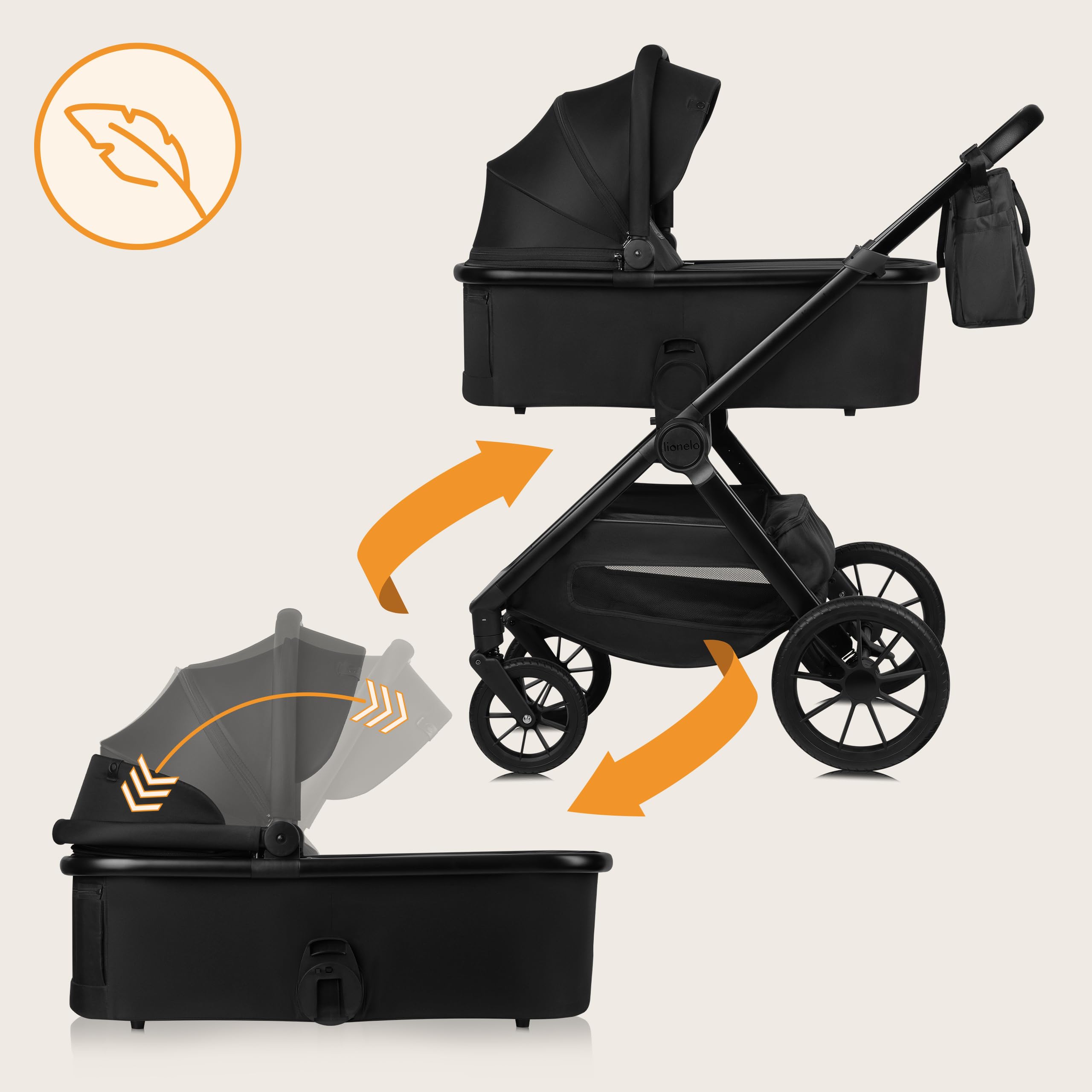 lionelo-layla-poussette-2-en-1-black-nacelle-22-kg-r-versible image 4