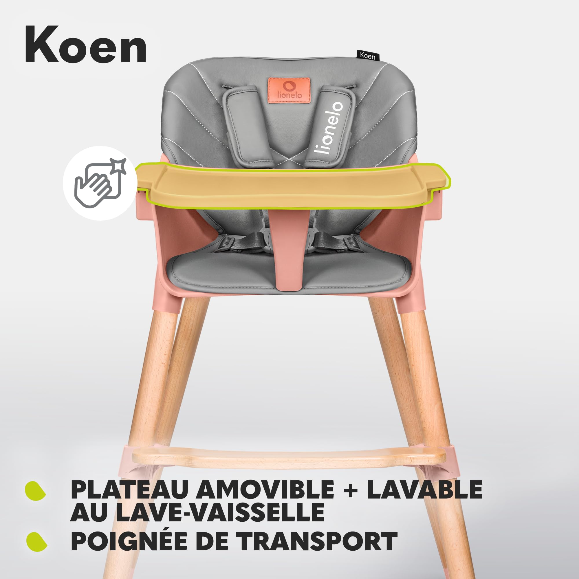lionelo-koen-chaise-haute-b-b-rose-2-en-1-bois-15-kg image 5