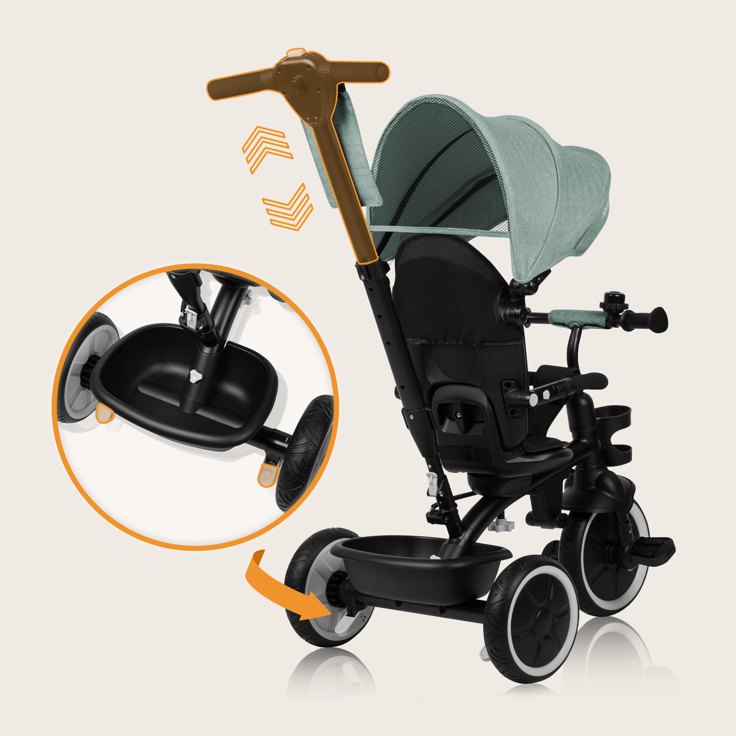 lionelo-berry-tricycle-volutif-2-en-1-vert-poussette-9-mois-5-ans image 8
