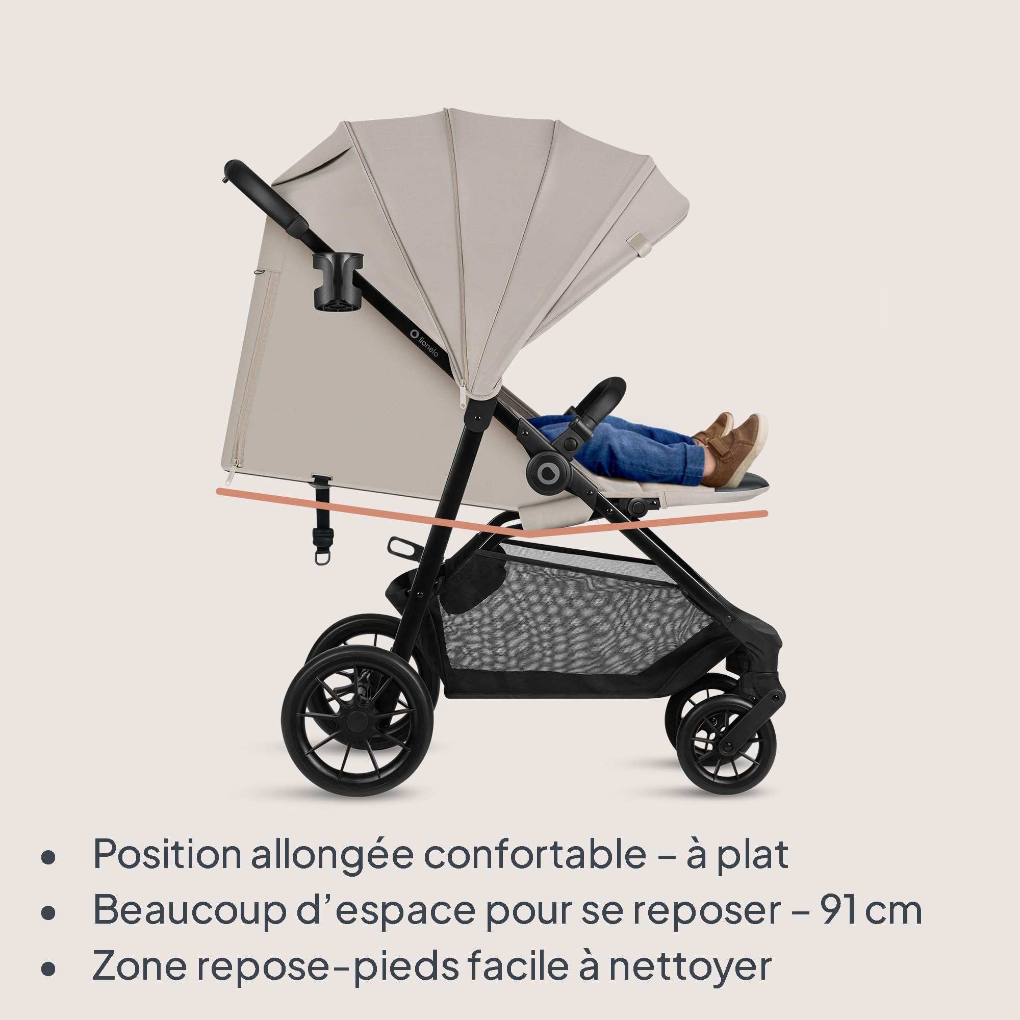 lionelo-emerald-poussette-canne-beige-22-kg-upf50 image 2