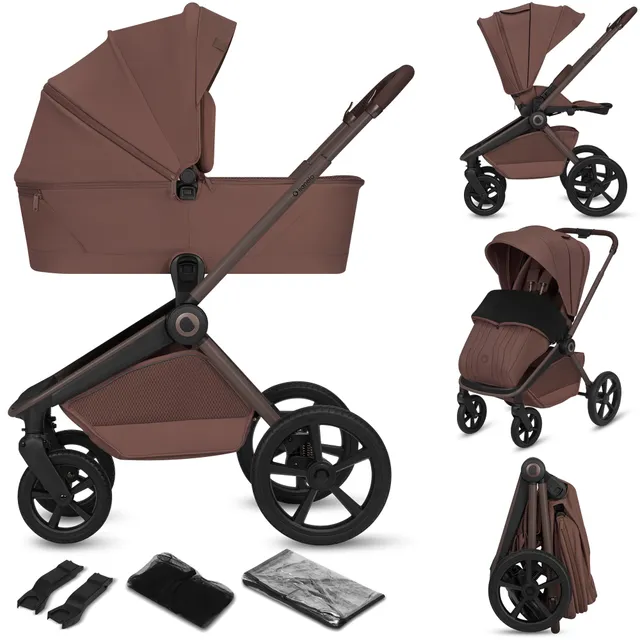 lionelo-freya-poussette-2-en-1-marron-nacelle-pliable image 1