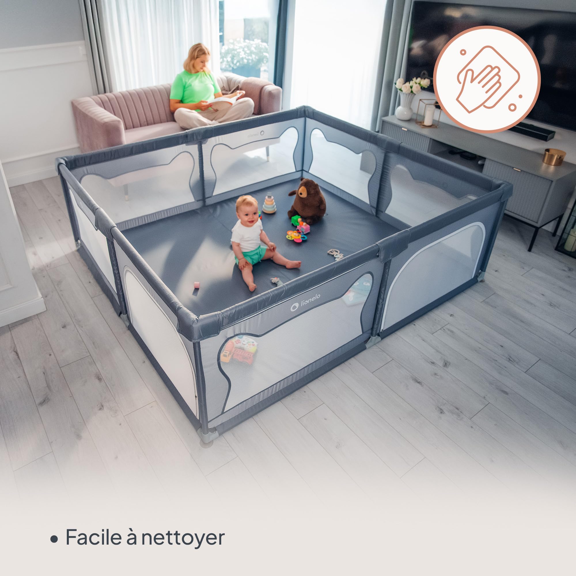 lionelo-willow-xl-parc-b-b-gris-187x207-cm-pliable image 7