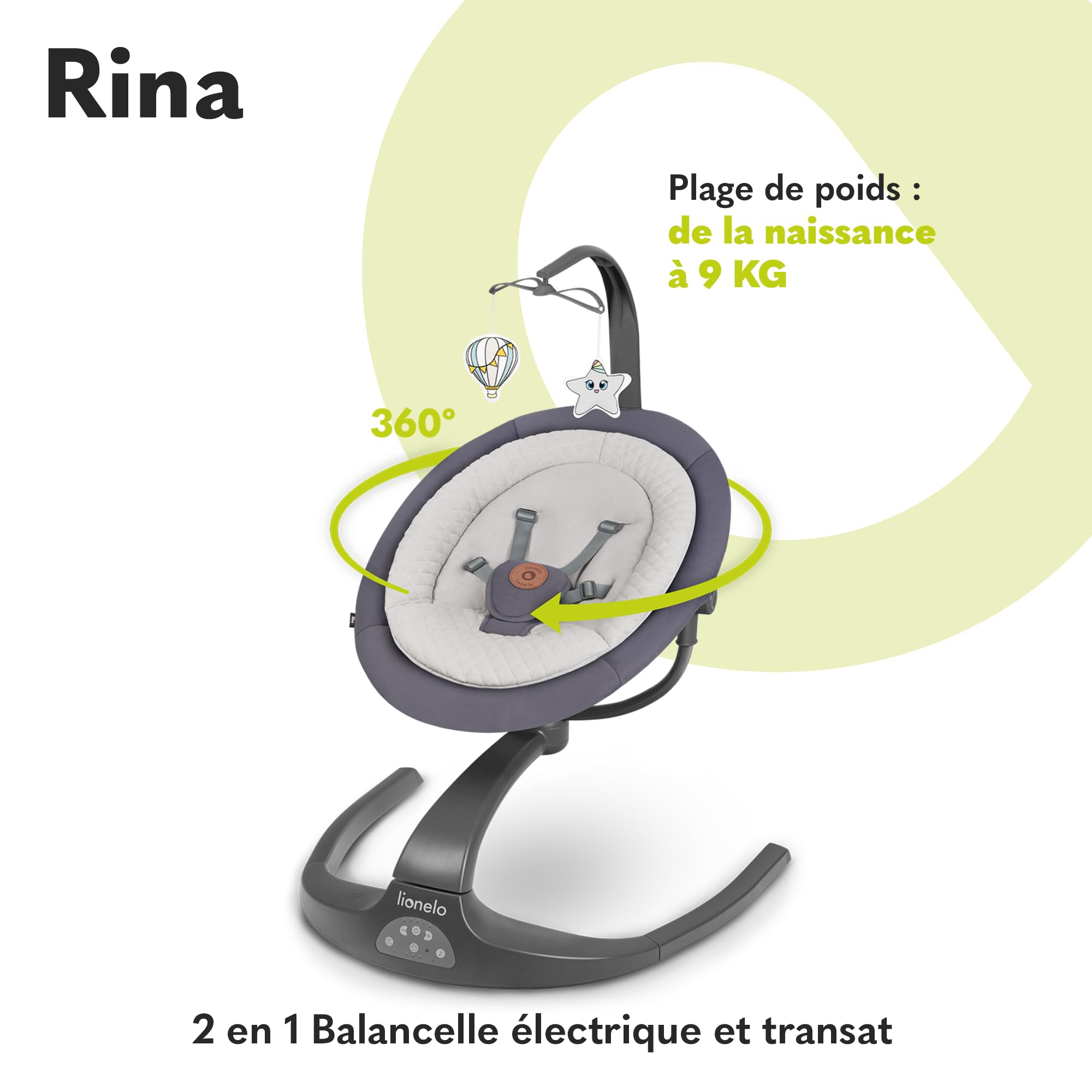 lionelo-rina-balancelle-transat-2en1-360-5-vitesses-t-l-commande image 2