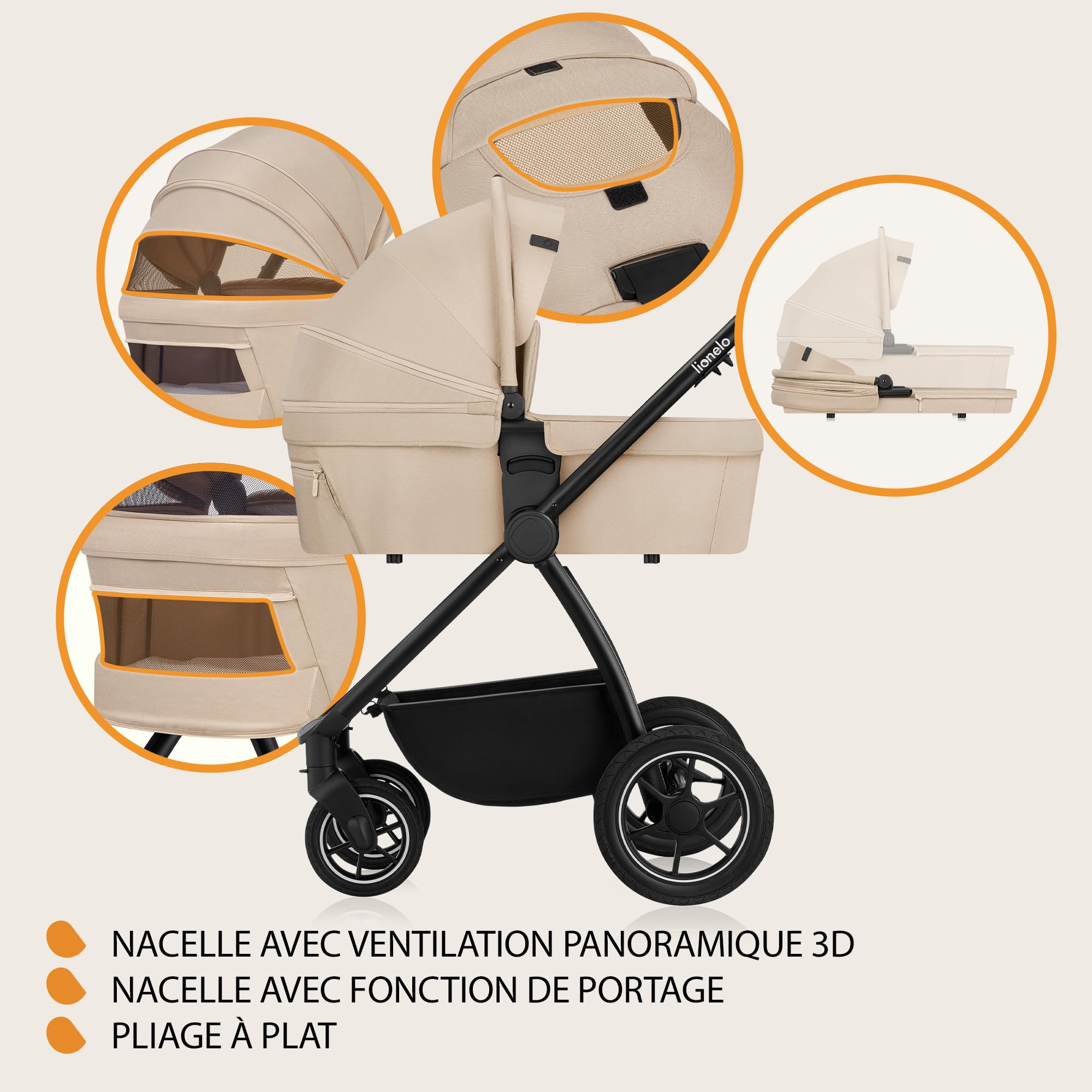 lionelo-meril-2-en-1-poussette-b-b-nacelle-beige-22-kg image 6