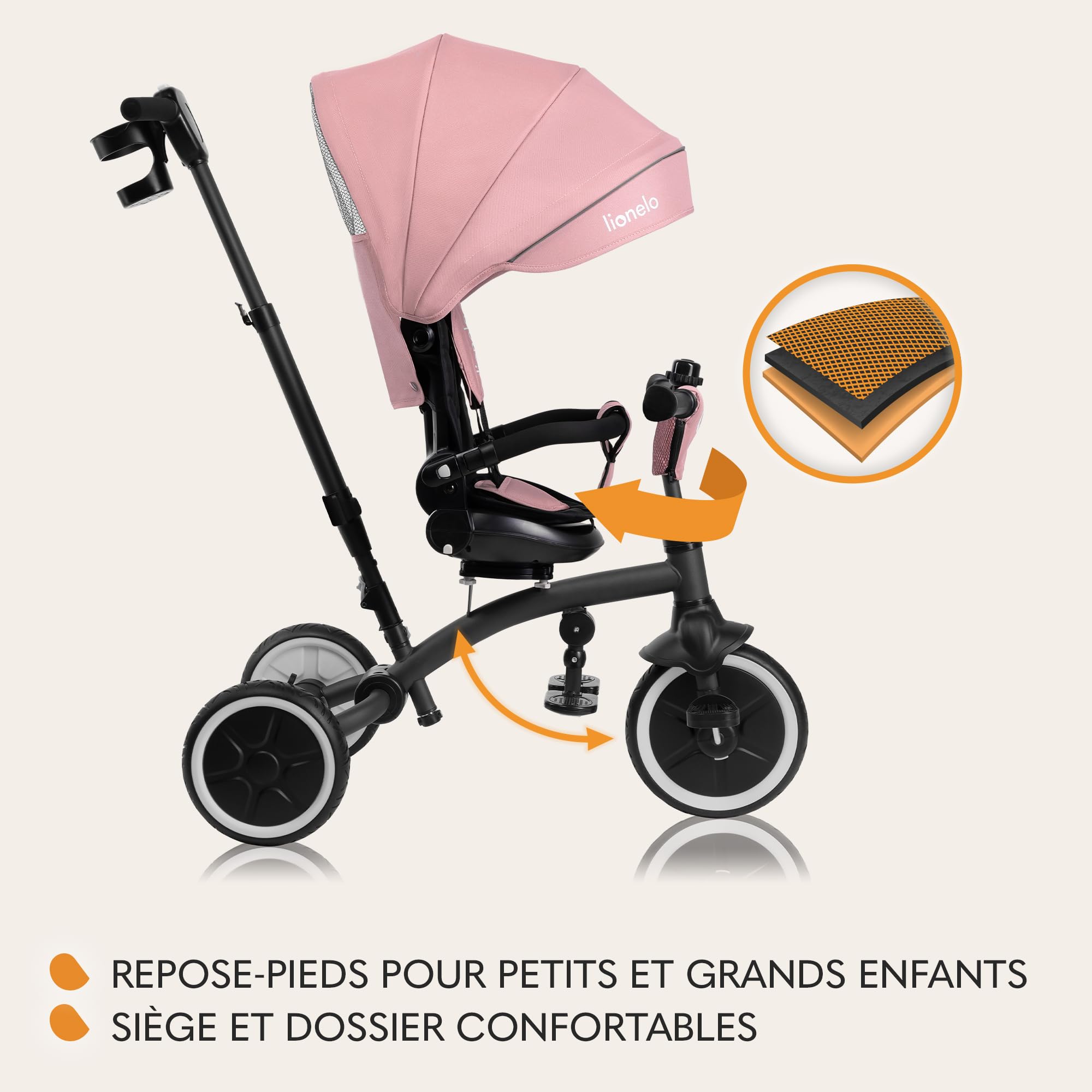 lionelo-tris-plus-tricycle-b-b-volutif-rose-360 image 5
