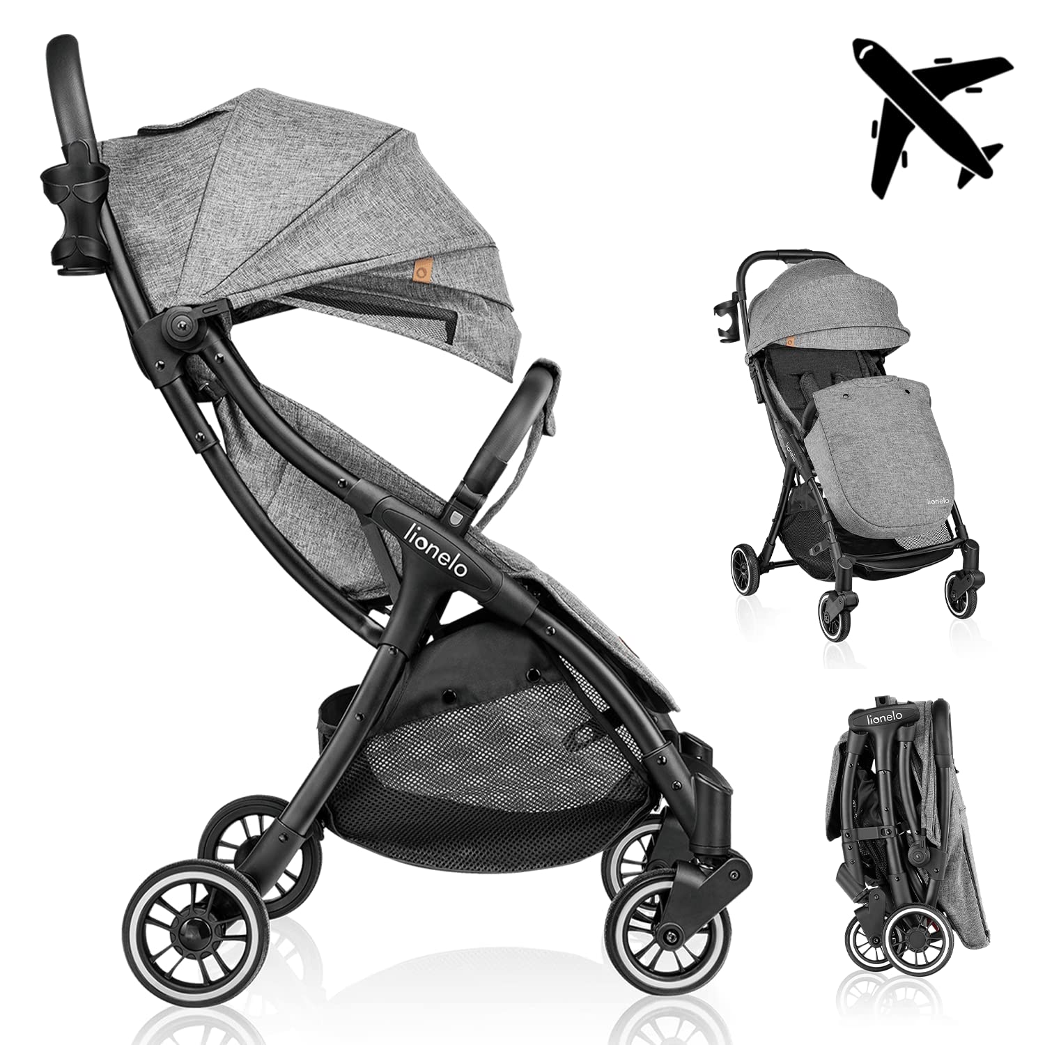 lionelo-julie-one-poussette-canne-gris-22-kg-dossier-r-glable image 1