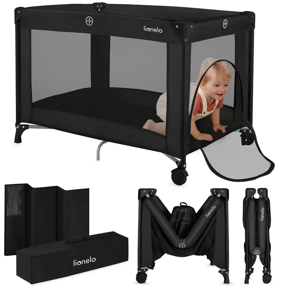 lionelo-amelie-lit-parapluie-b-b-pliable-noir-15-kg image 1