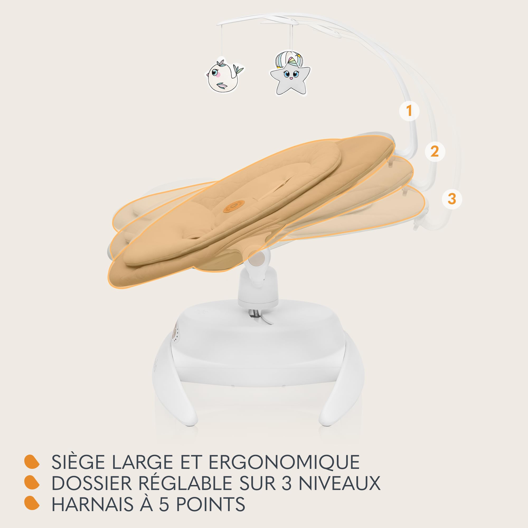 lionelo-mell-transat-b-b-lectrique-beige-360-bluetooth image 4