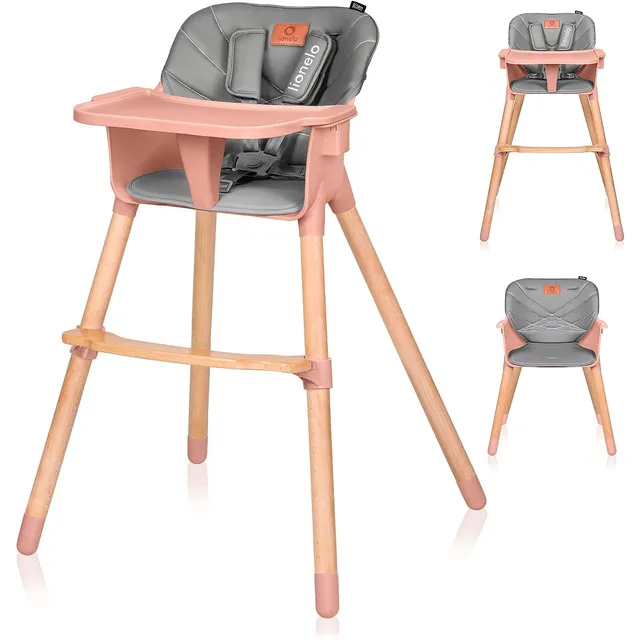 lionelo-koen-chaise-haute-b-b-rose-2-en-1-bois-15-kg image 1