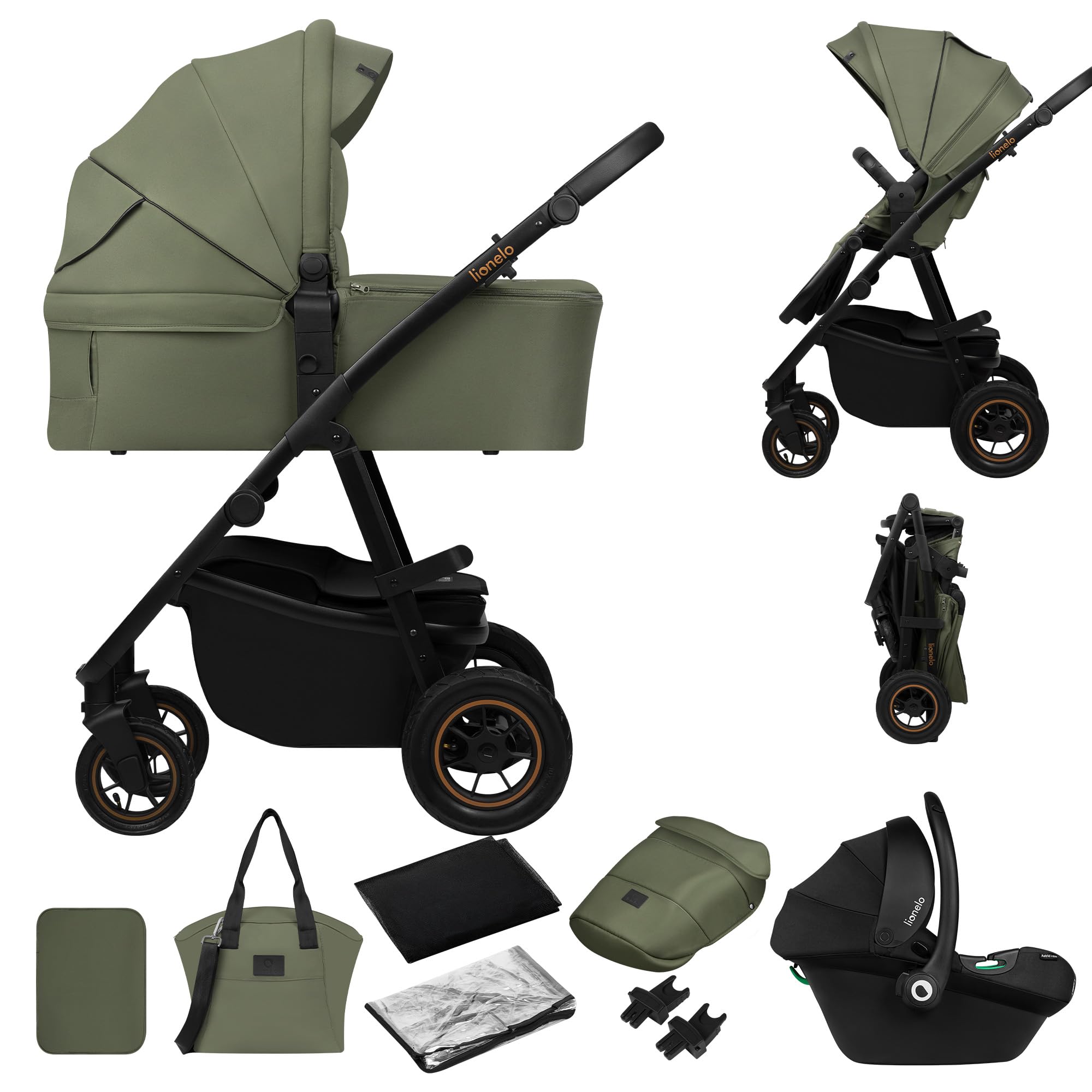 lionelo-amber-plus-poussette-3-en-1-verte-22-kg image 1