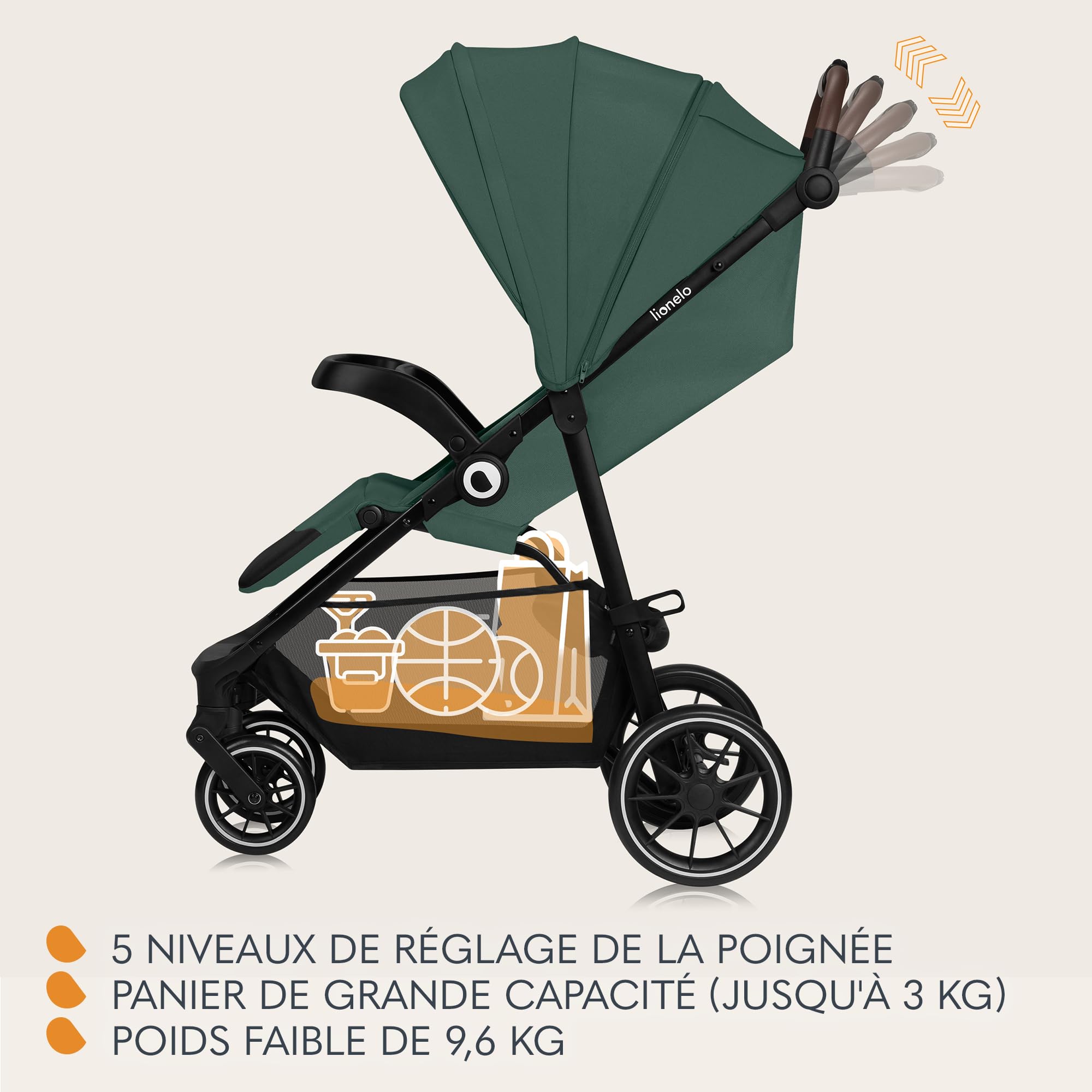 lionelo-emma-one-poussette-canne-verte-22-kg-upf50 image 6