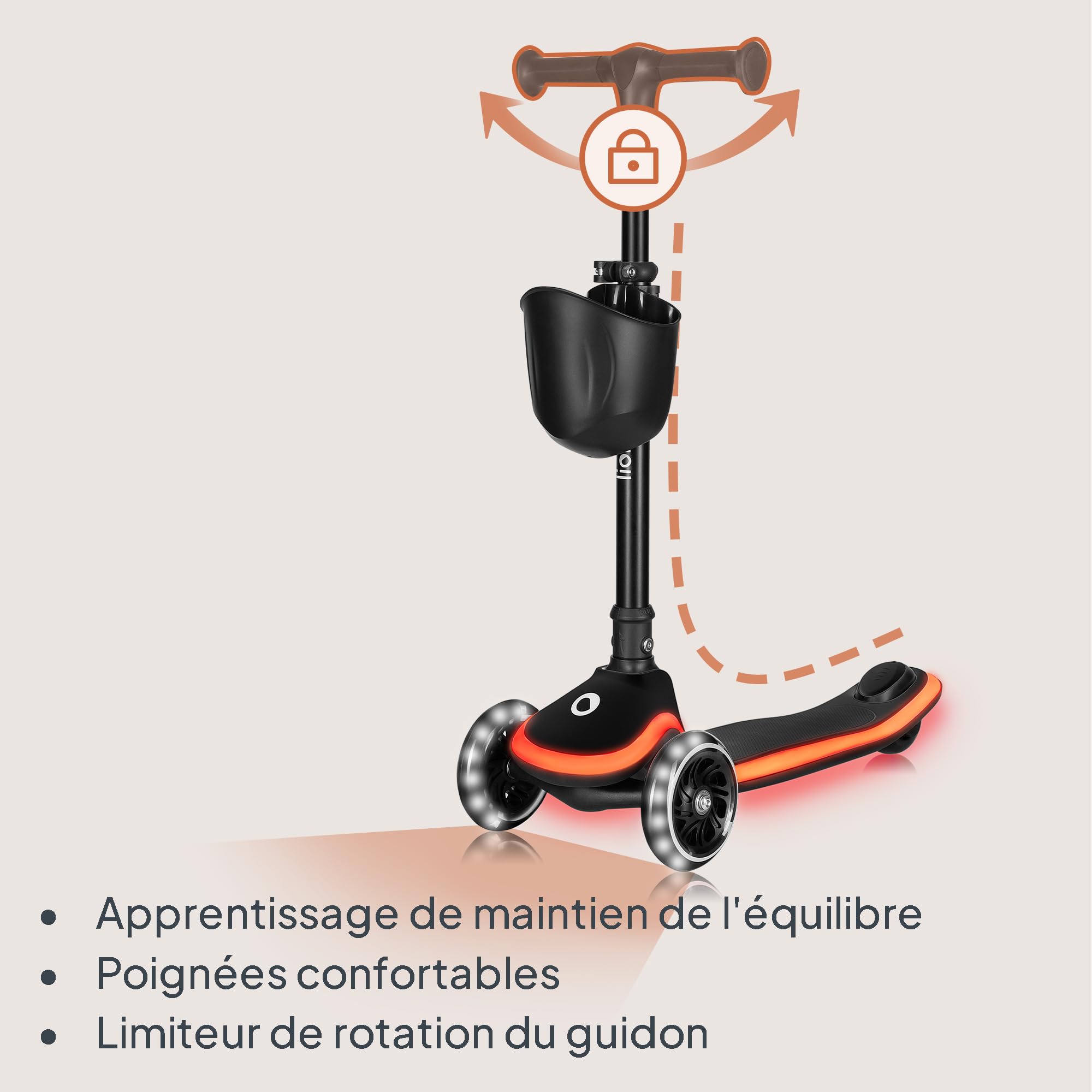 lionelo-mey-trottinette-3-roues-noir-avec-roues-led image 8