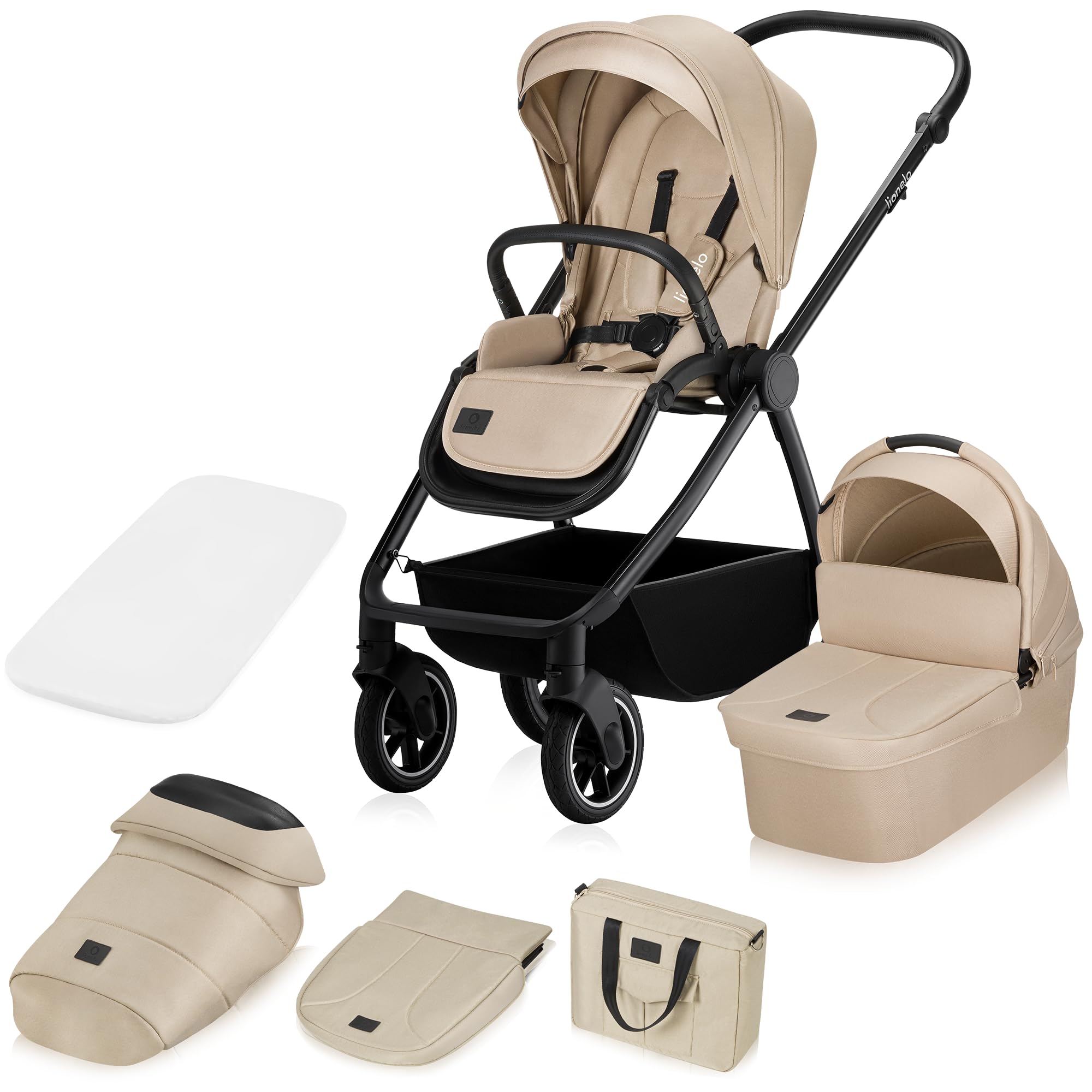 lionelo-meril-2-en-1-poussette-b-b-nacelle-beige-22-kg image 1