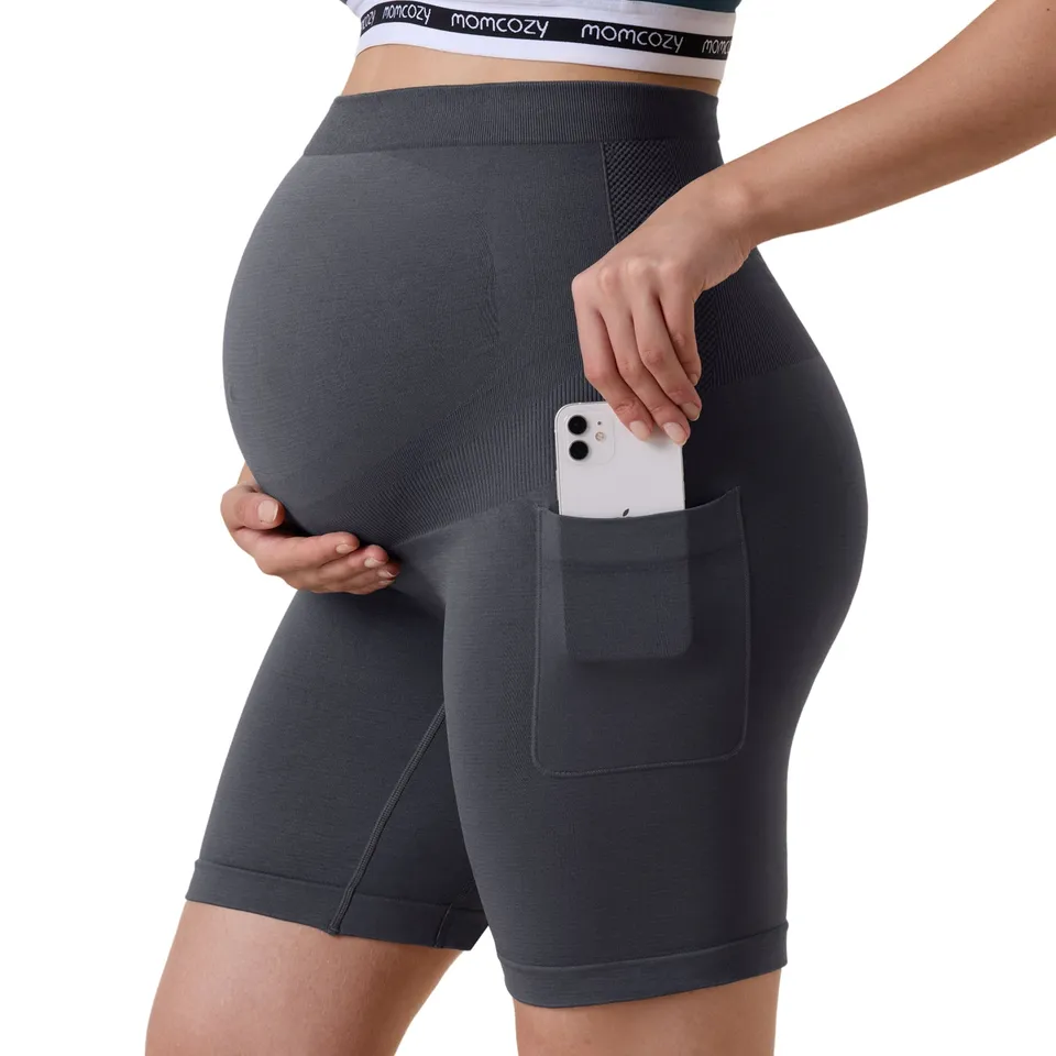 momcozy-m-series-short-grossesse-biker-noir-m-soutien-ventre image 1