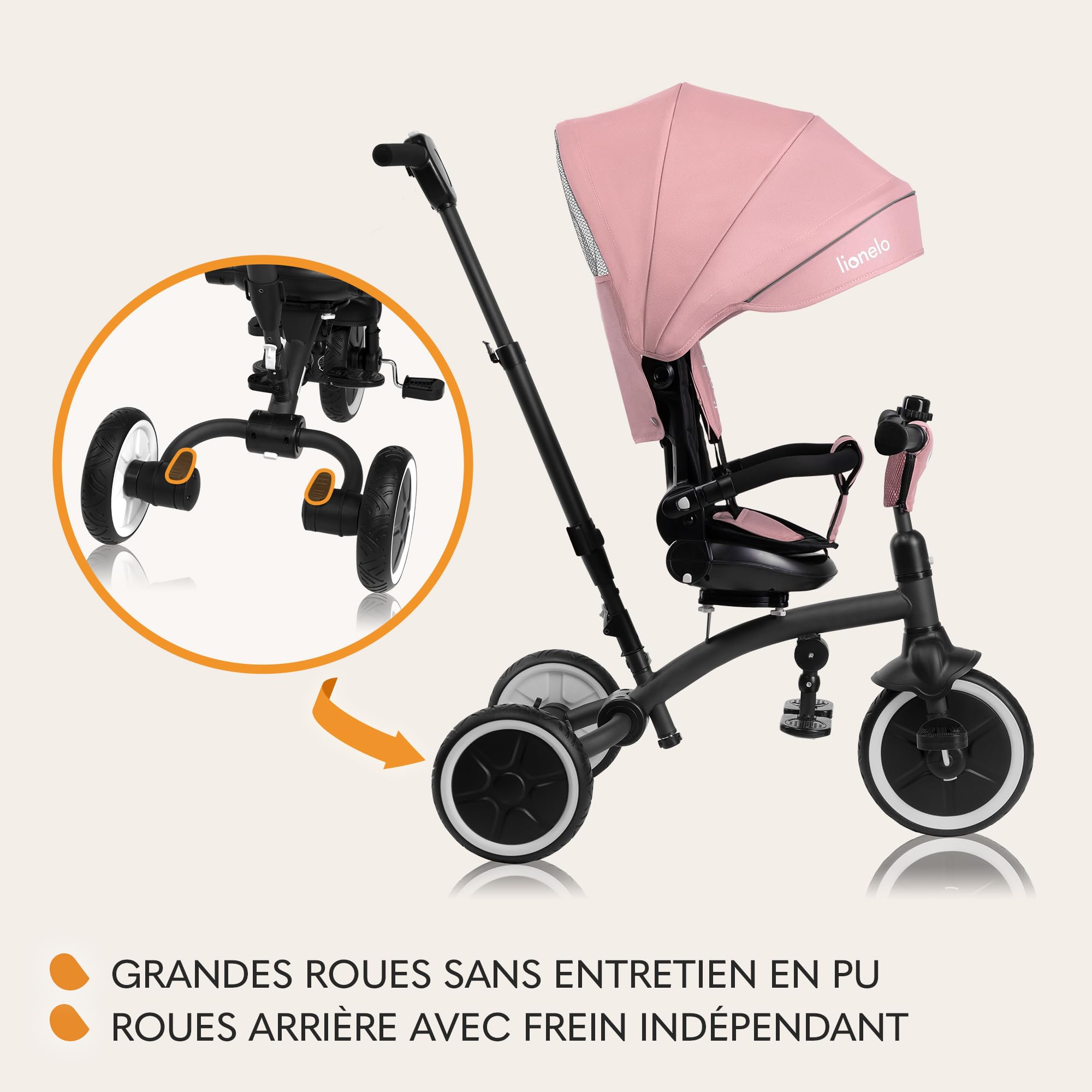 lionelo-tris-plus-tricycle-b-b-volutif-rose-360 image 3