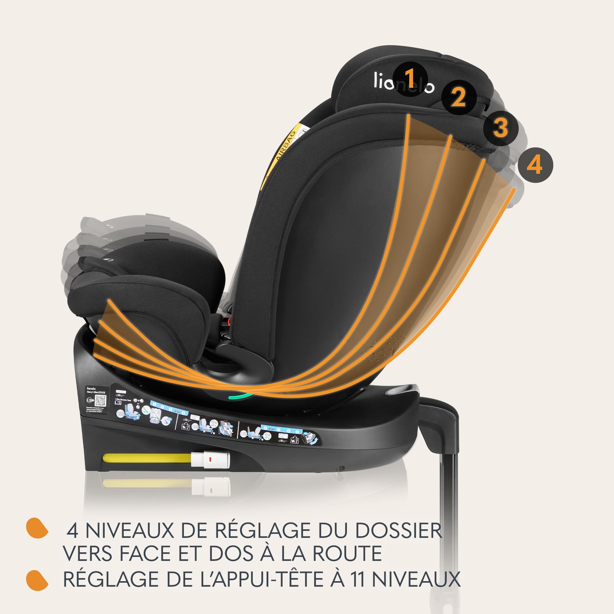 lionelo-navy-i-size-si-ge-auto-pivotant-onyx-360 image 8