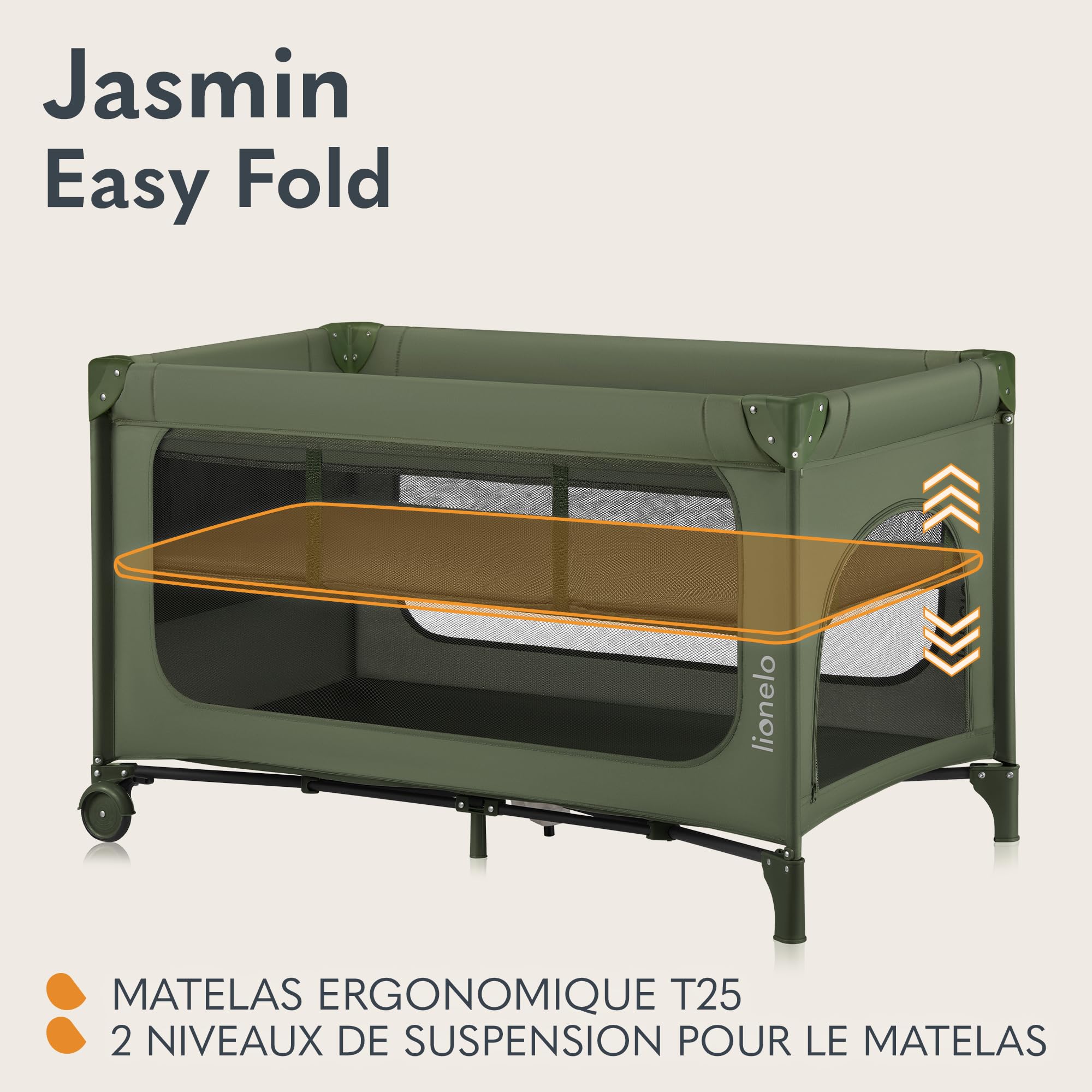 lionelo-jasmin-easy-fold-lit-voyage-vert-matelas-t25 image 3