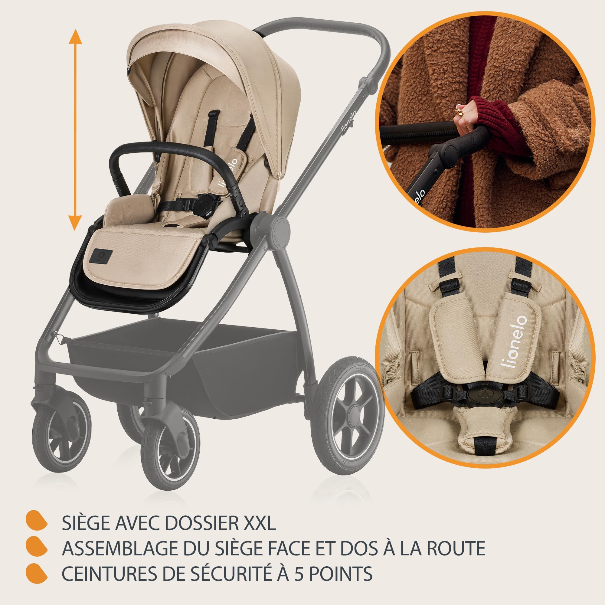 lionelo-meril-2-en-1-poussette-b-b-nacelle-beige-22-kg image 5