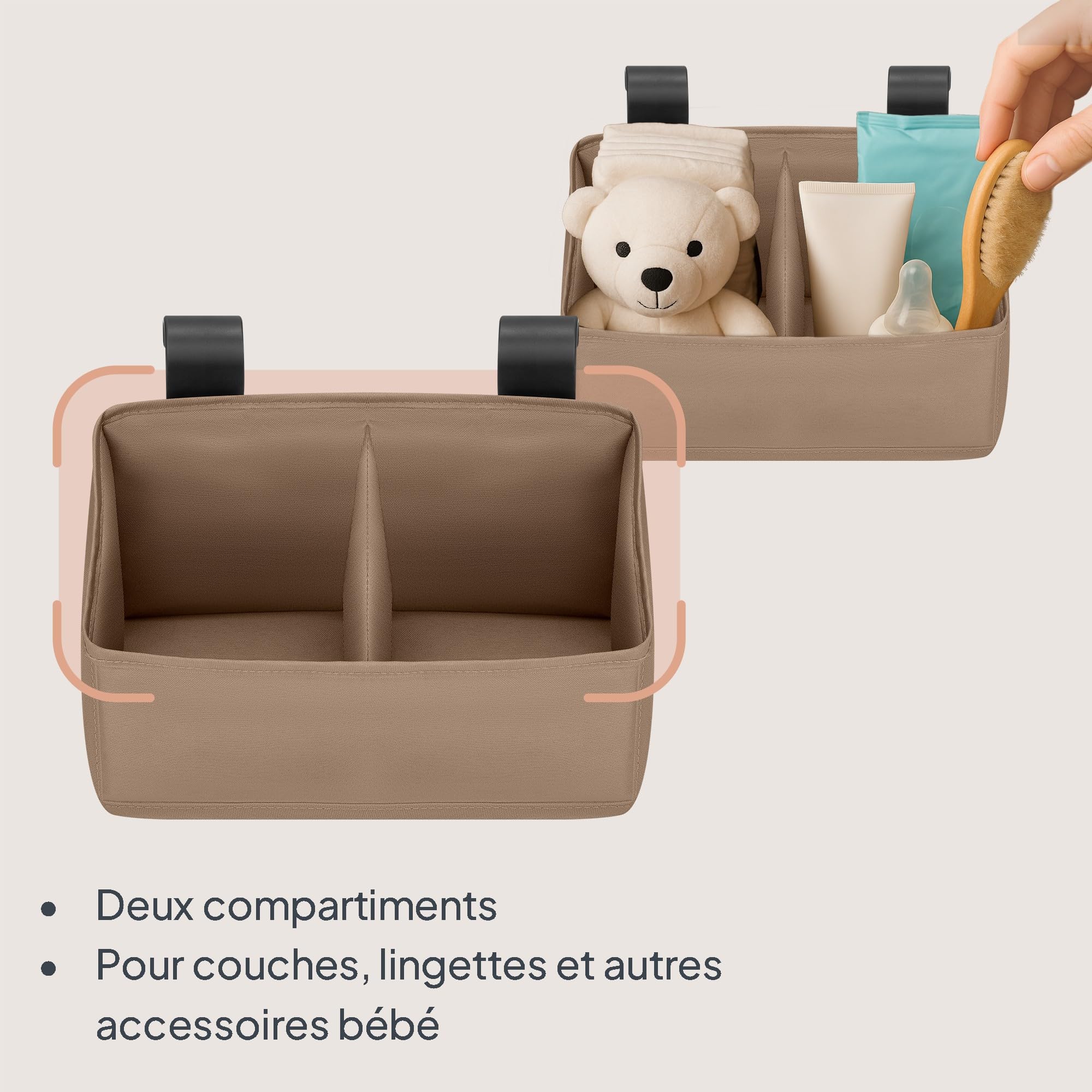 lionelo-sidepocket-organiseur-table-langer-beige-26x12x15-cm image 2