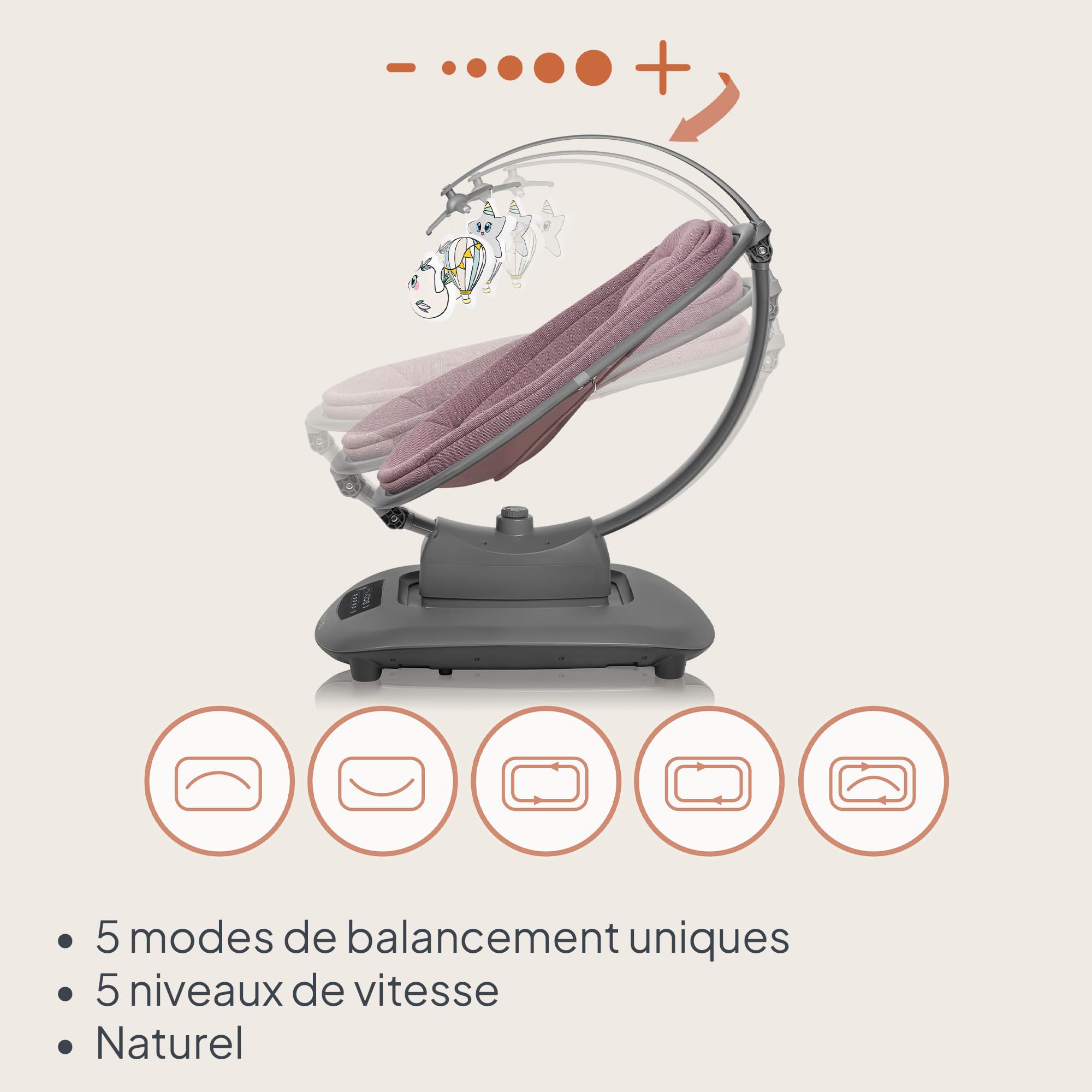 lionelo-blossom-transat-b-b-lectrique-rose-5-vitesses-bluetooth image 3