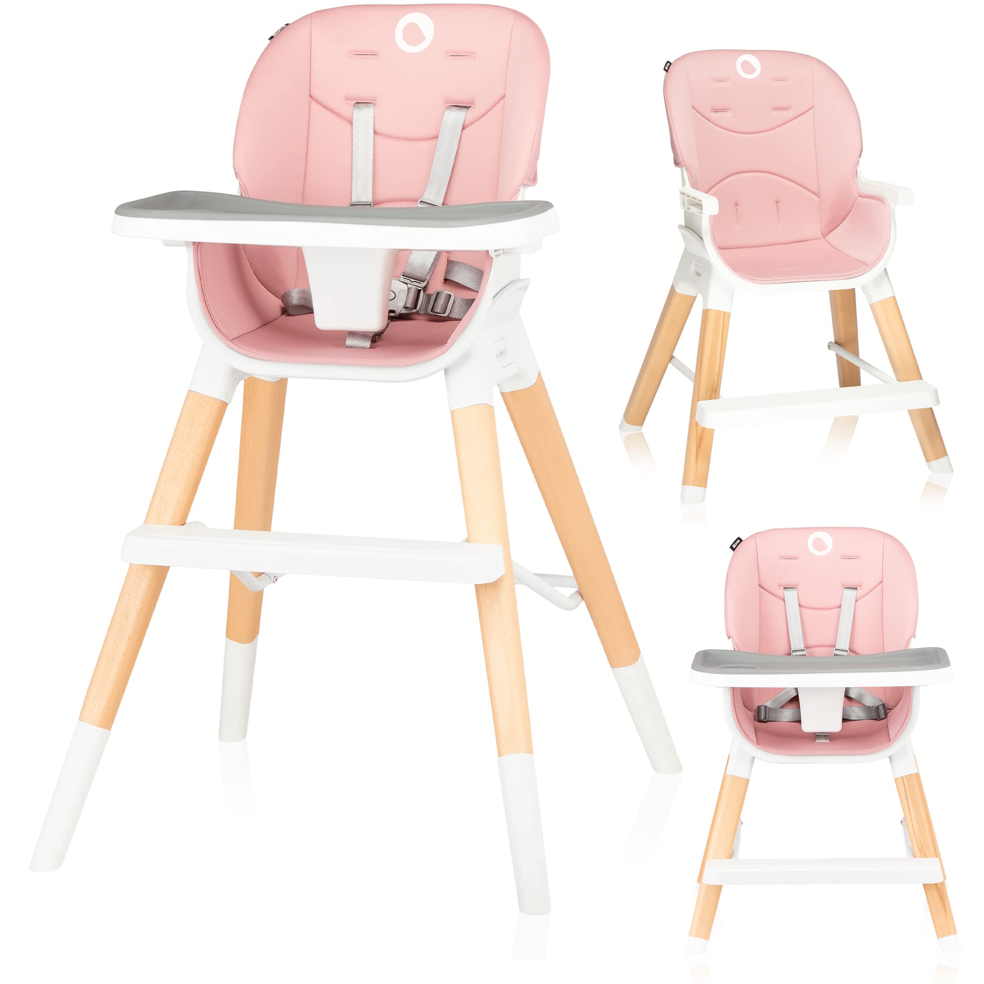 lionelo-mona-chaise-haute-volutive-pink-4-en-1 image 1
