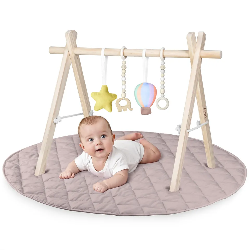lionelo-anis-tapis-d-veil-arche-bois-100-cm-coton image 1