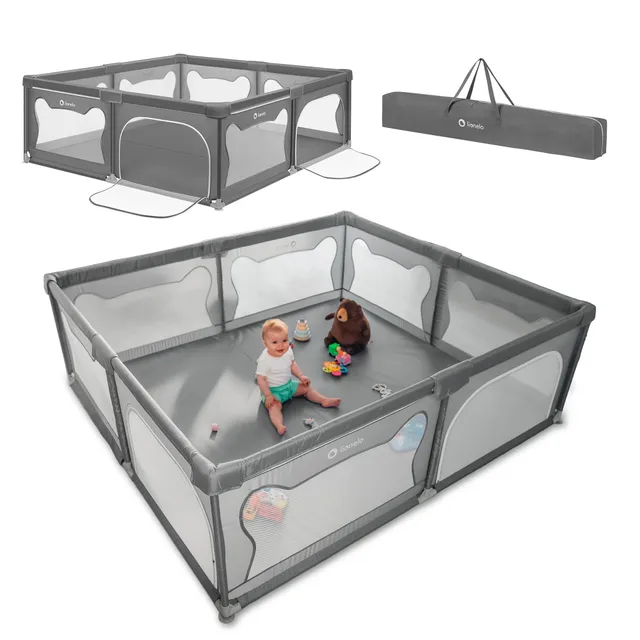 lionelo-willow-xl-parc-b-b-gris-187x207-cm-pliable image 1