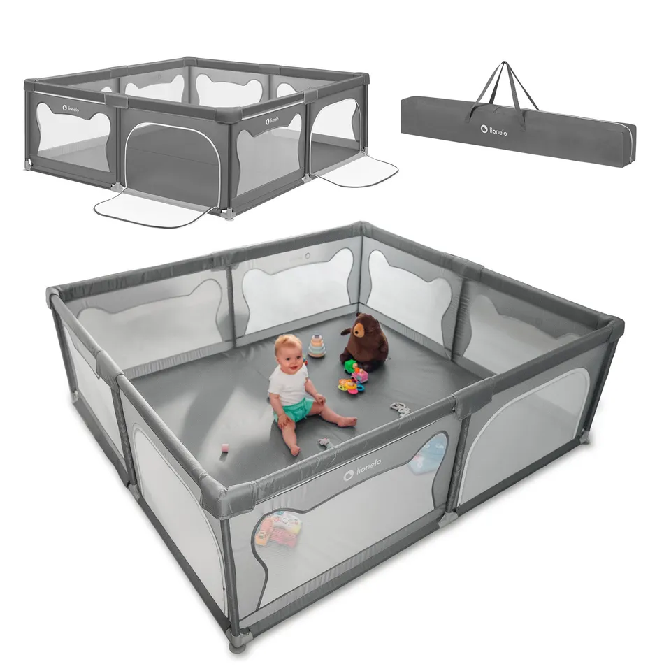 lionelo-willow-xl-parc-b-b-gris-187x207-cm-pliable image 1