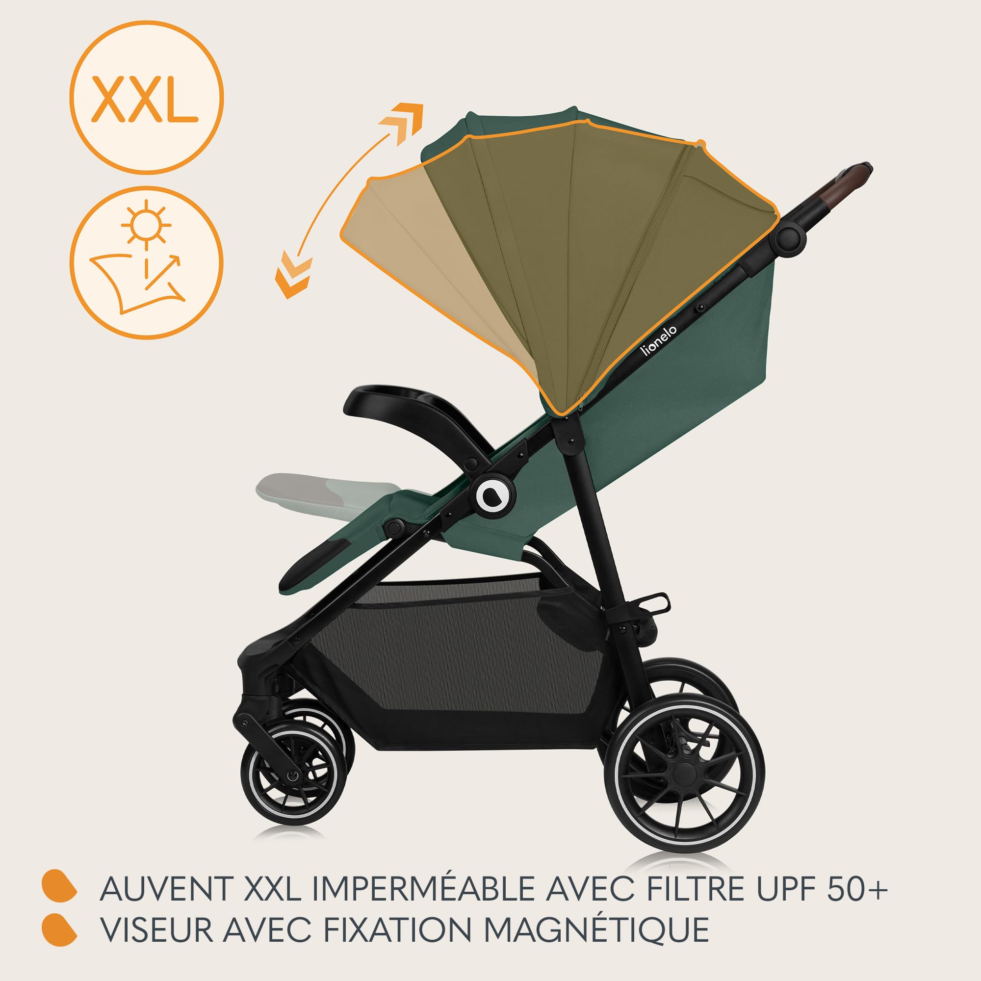 lionelo-emma-one-poussette-canne-verte-22-kg-upf50 image 7