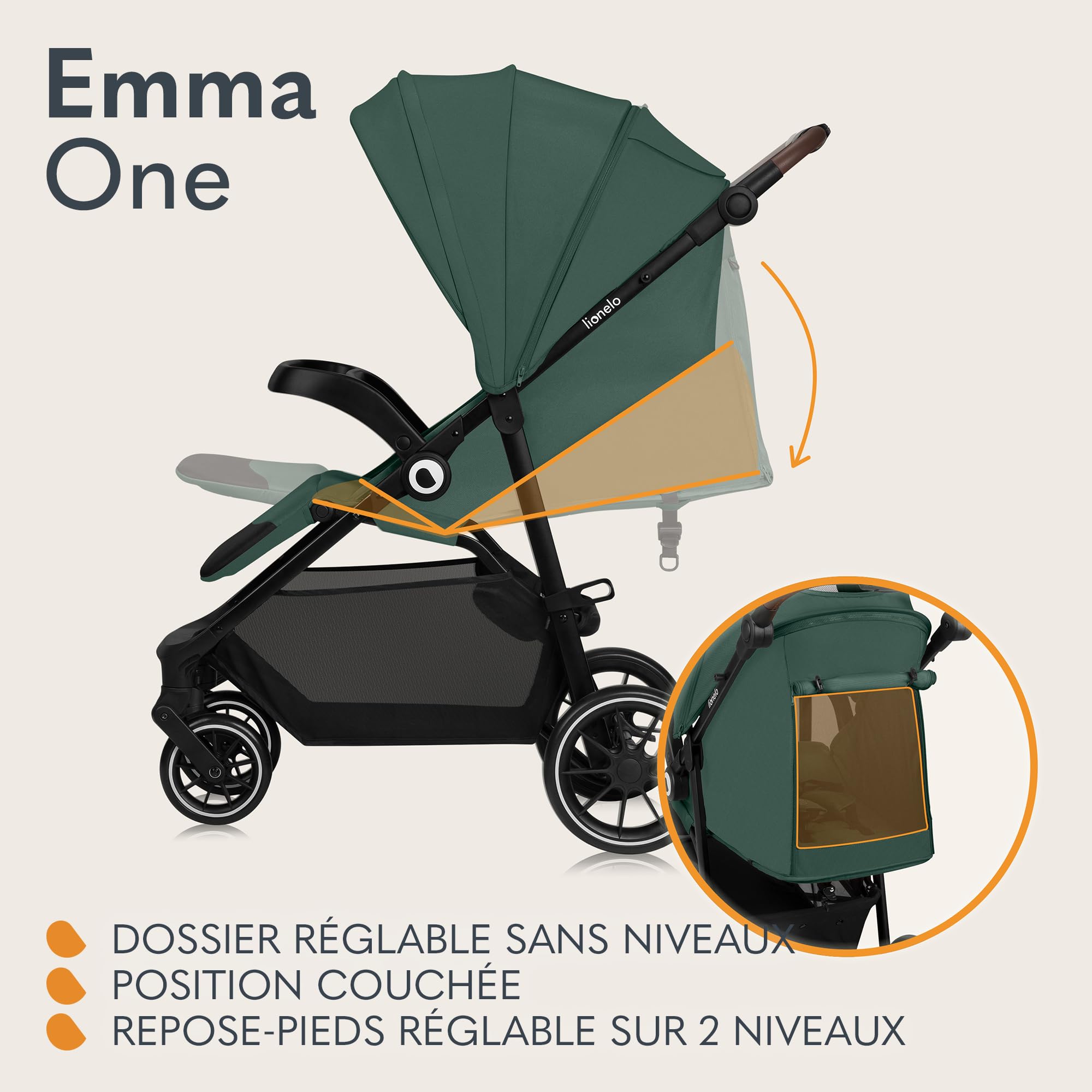 lionelo-emma-one-poussette-canne-verte-22-kg-upf50 image 3