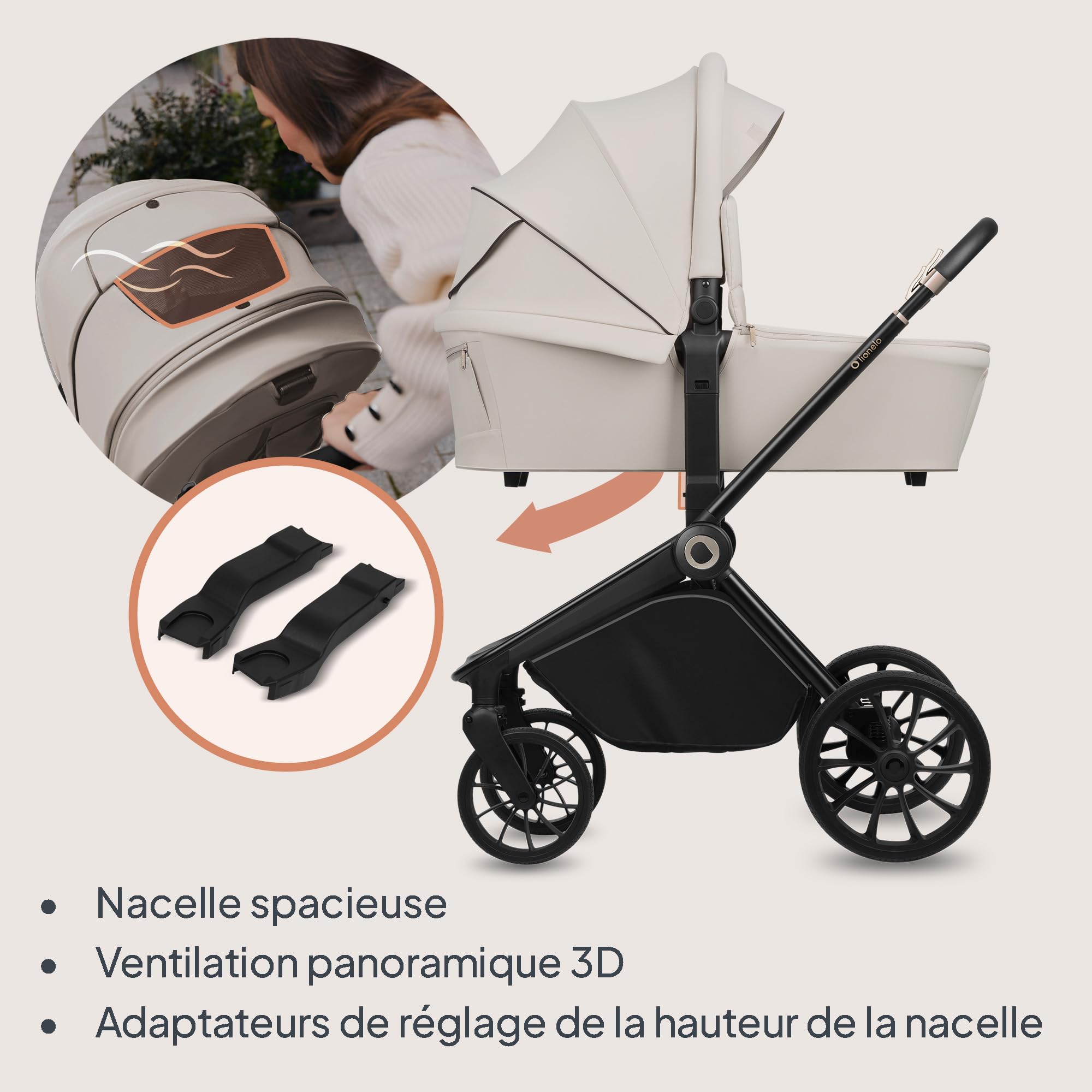 lionelo-mika-plus-2-en-1-poussette-beige-nacelle-22-kg image 5