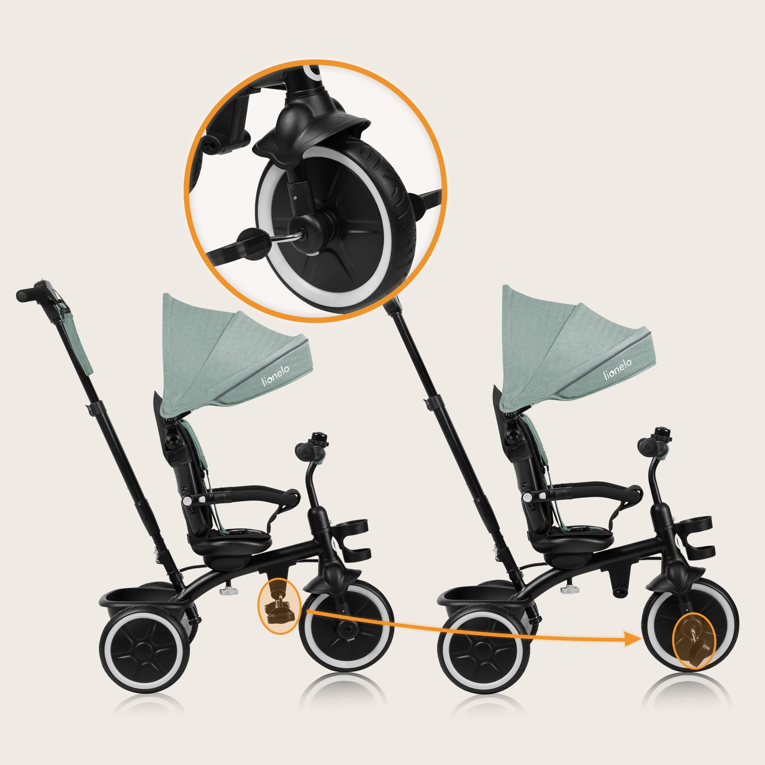 lionelo-berry-tricycle-volutif-2-en-1-vert-poussette-9-mois-5-ans image 6