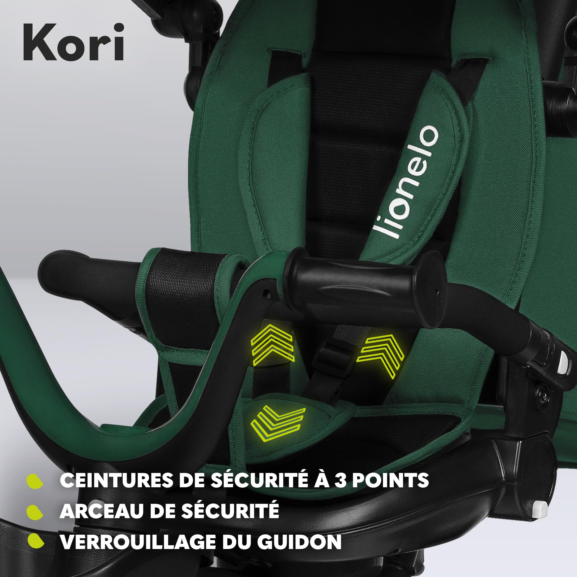 lionelo-kori-tricycle-poussette-2-en-1-meraude-18-mois image 3