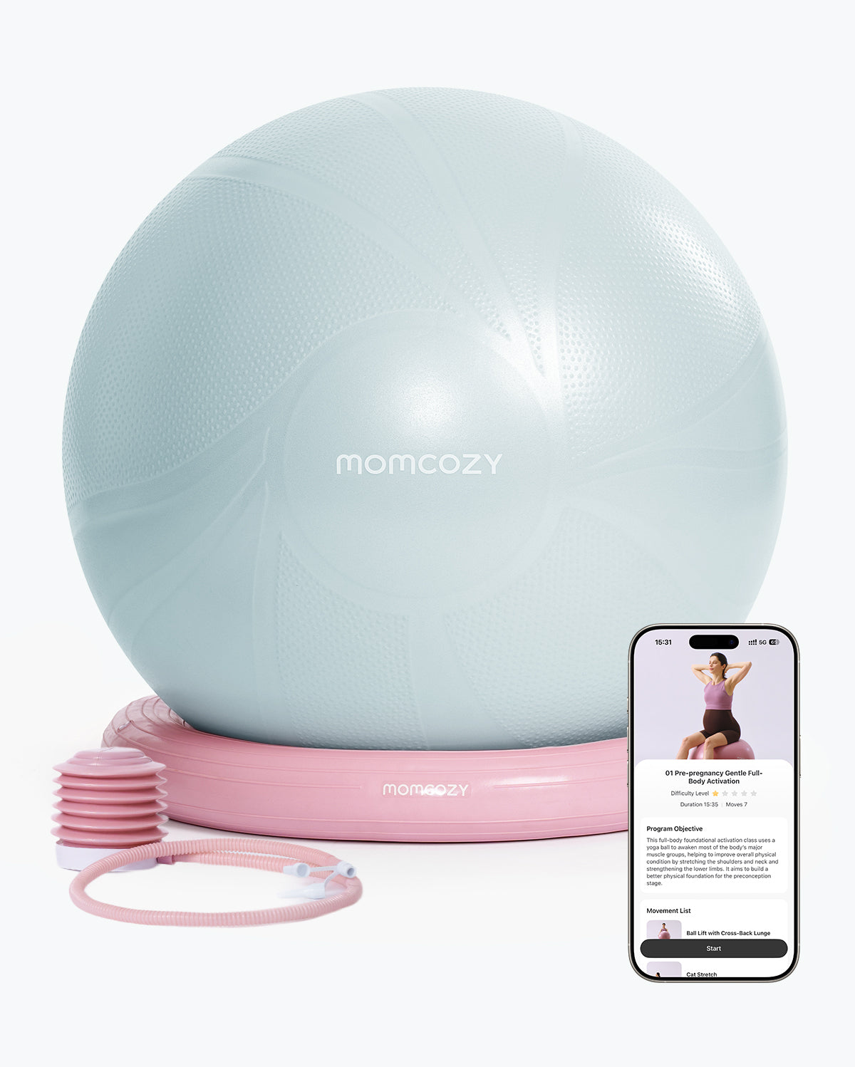 momcozy-m-series-birthease-ballon-grossesse-dusty-rose-exercice image 8